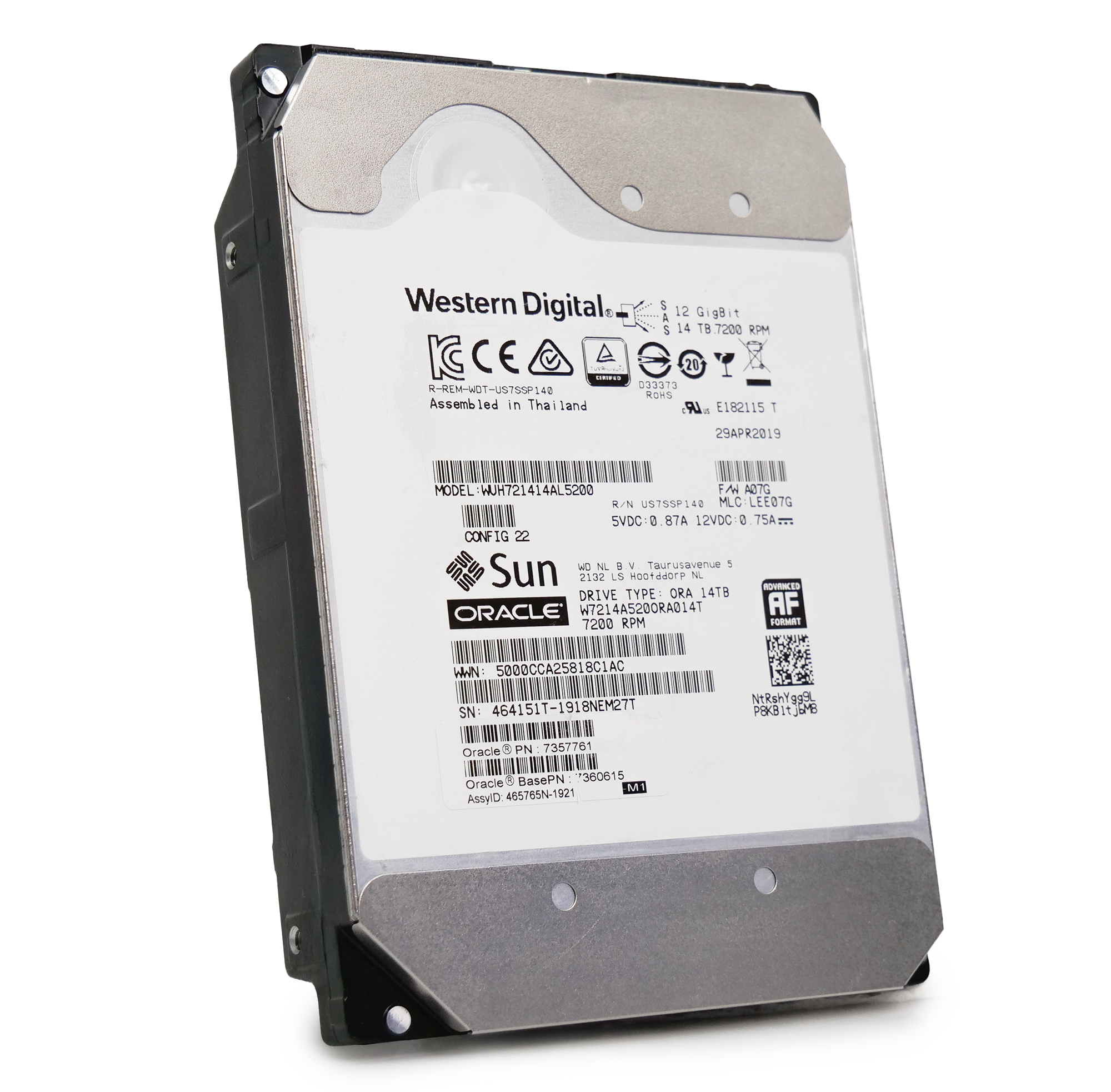 Western Digital Ultrastar DC HC530 WUH721414AL5200 0F31067 14TB 7.2K RPM SAS 12Gb/s 512e 3.5in Hard Drive