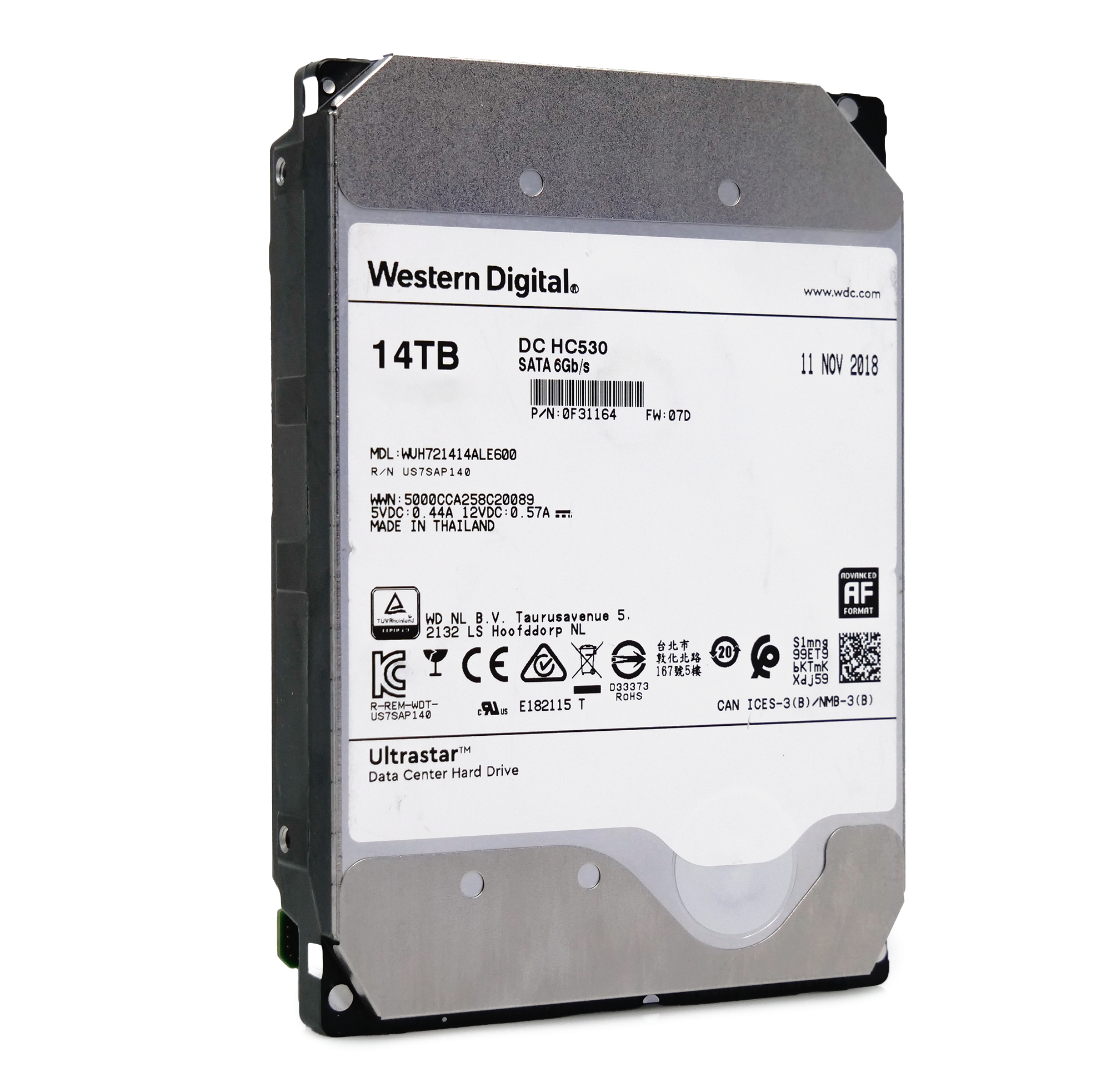 Western Digital Ultrastar DC HC530 WUH721414ALE600 0F31164 14TB 7.2K RPM SATA 6Gb/s 512e 3.5in Refurbished HDD