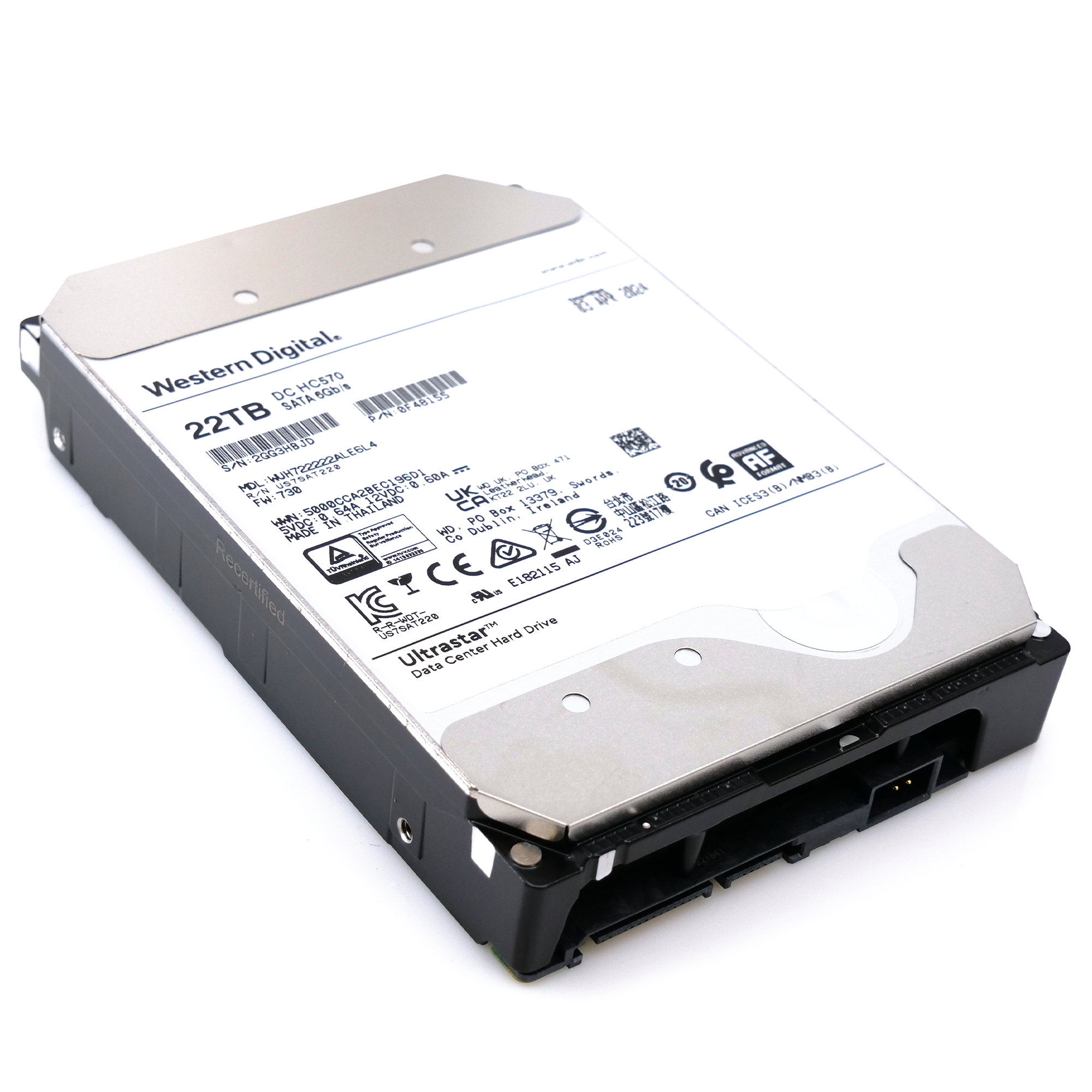 Western Digital Ultrastar DC HC570 WUH722222ALE6L4 0F48155 22TB 7.2K RPM SATA 6Gb/s 512e SE 3.5in Hard Drive
