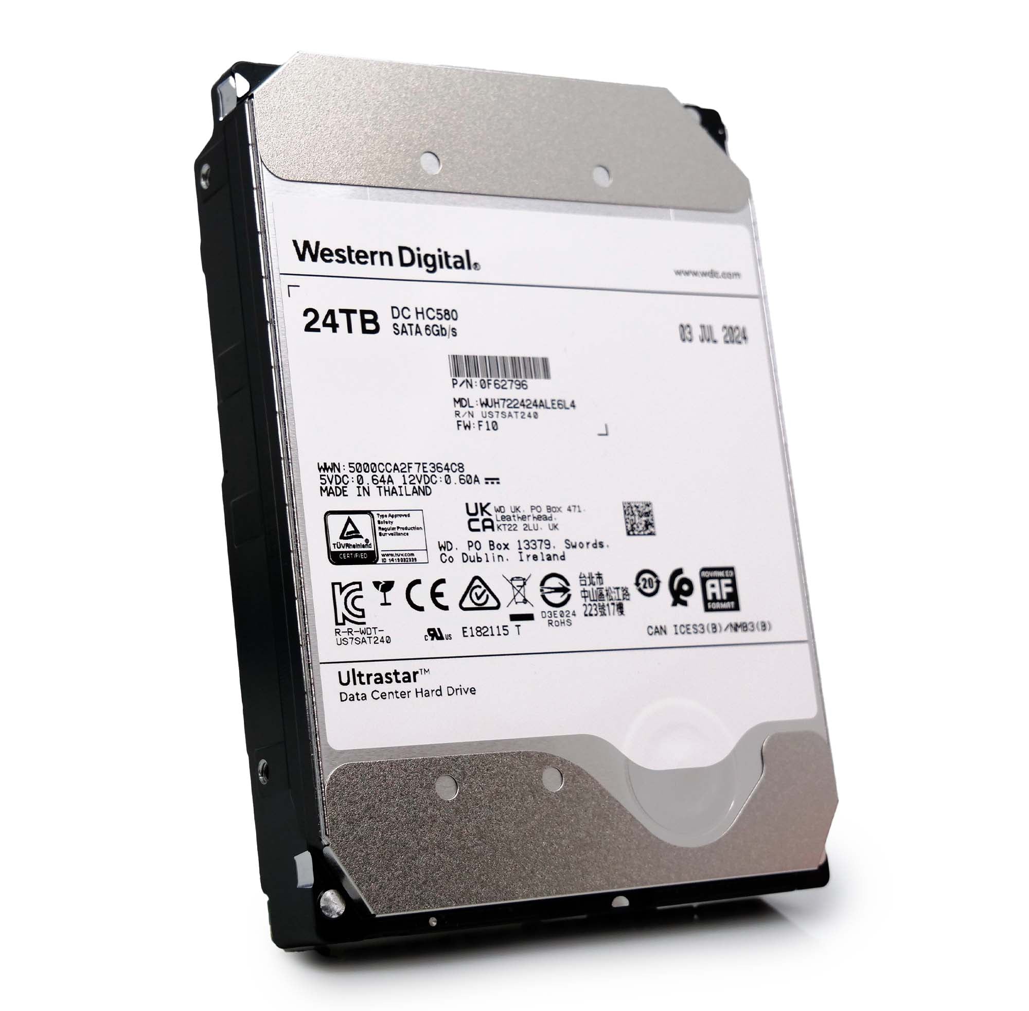 Western Digital Ultrastar DC HC580 WUH722424ALE6L4 0F62796 24TB 7.2K RPM SATA 6Gb/s 512e SE 3.5in Hard Disk Drive