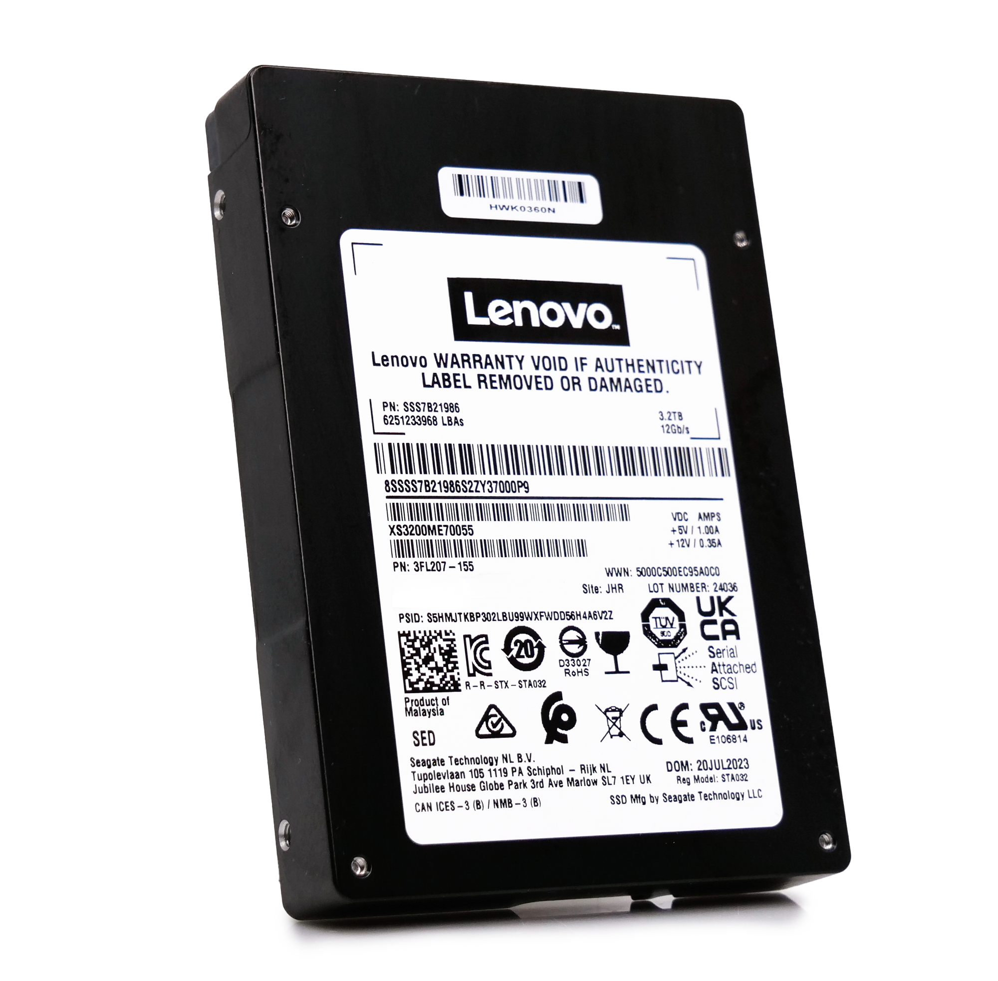 Lenovo/Seagate Nytro XS3200ME70055 SSS7B21986 3.2TB 10 DWPD SAS 12Gb/s 3D eTLC 2.5in Refurbished SSD