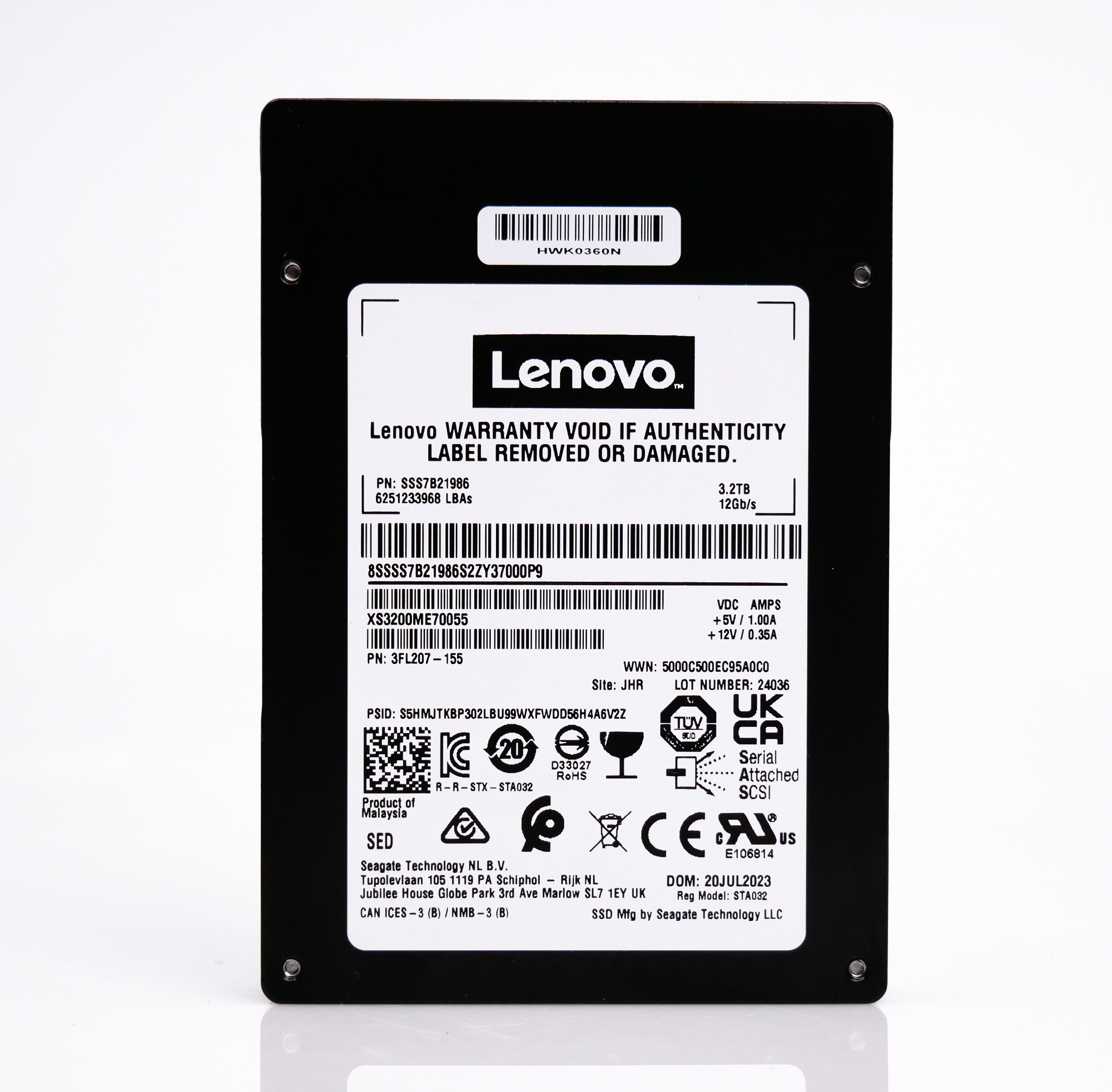 Lenovo/Seagate Nytro XS3200ME70055 SSS7B21986 3.2TB 10 DWPD SAS-3 12Gb/s 3D eTLC 2.5in Enterprise Solid State Drive