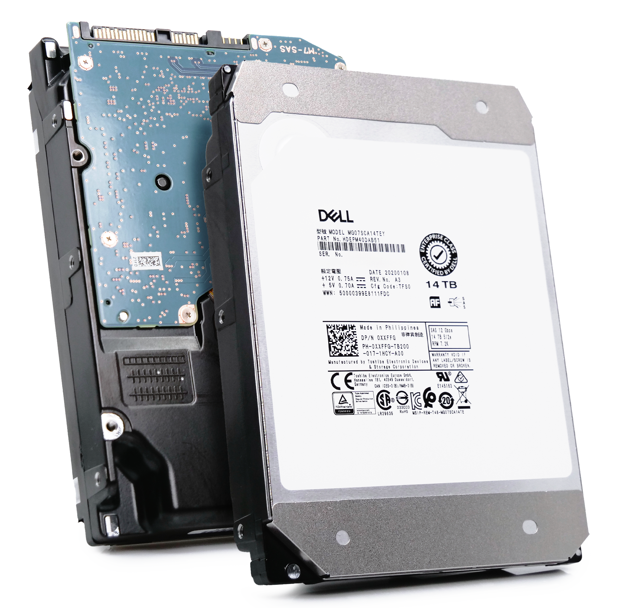 Dell/Toshiba MG07 MG07SC14TEY HDEPM40DAB51 14TB 7.2K RPM SAS 12Gb/s 512e 3.5in Refurbished HDD