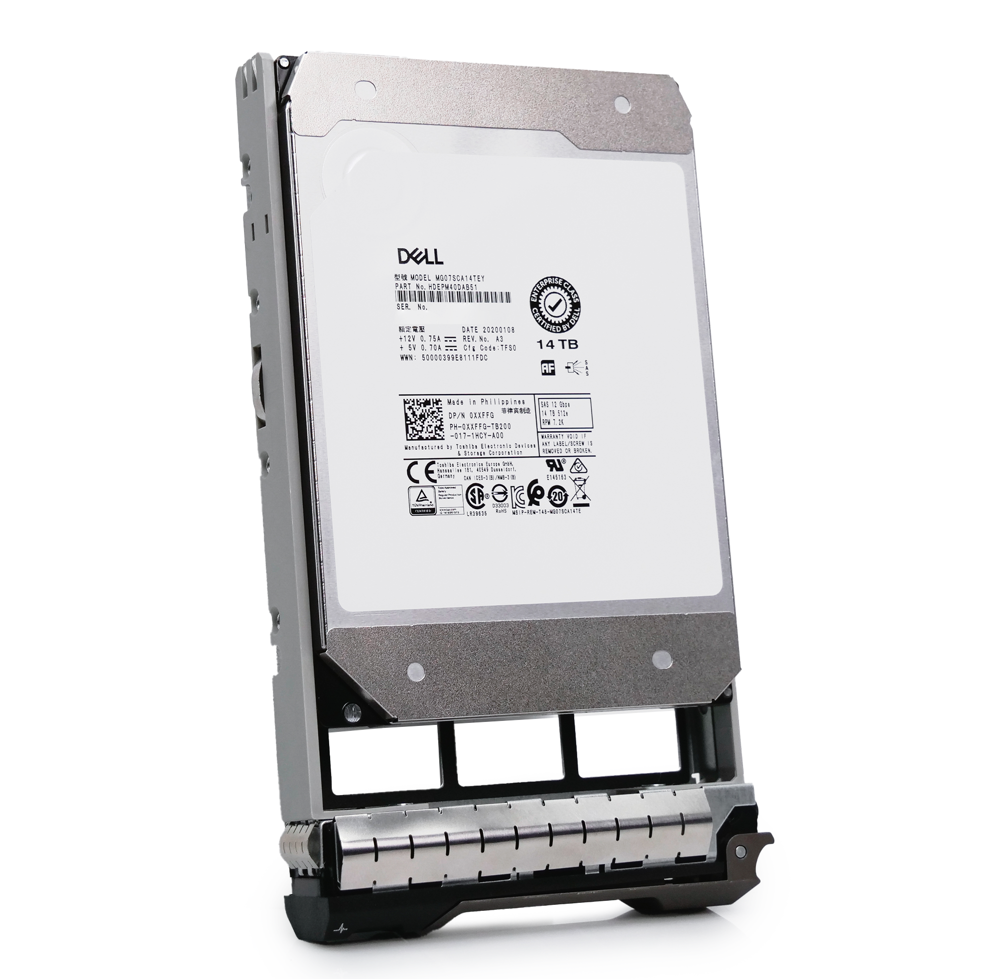Dell G13 0XXFFG 14TB 7.2K RPM SAS 12Gb/s 512e 3.5in Hard Drive