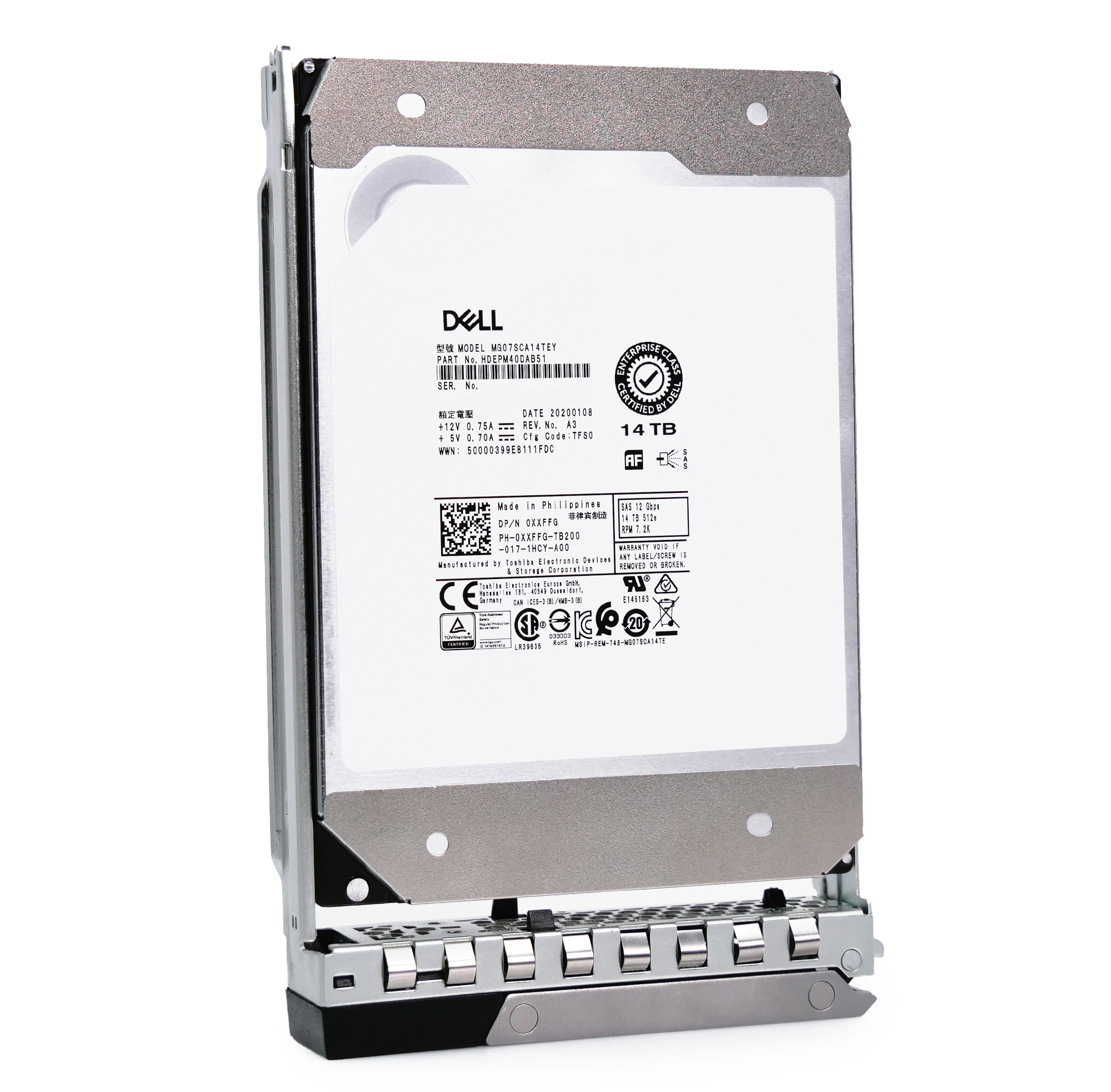 Dell G14 0XXFFG 14TB 7.2K RPM SAS 12Gb/s 512e 3.5in Hard Drive