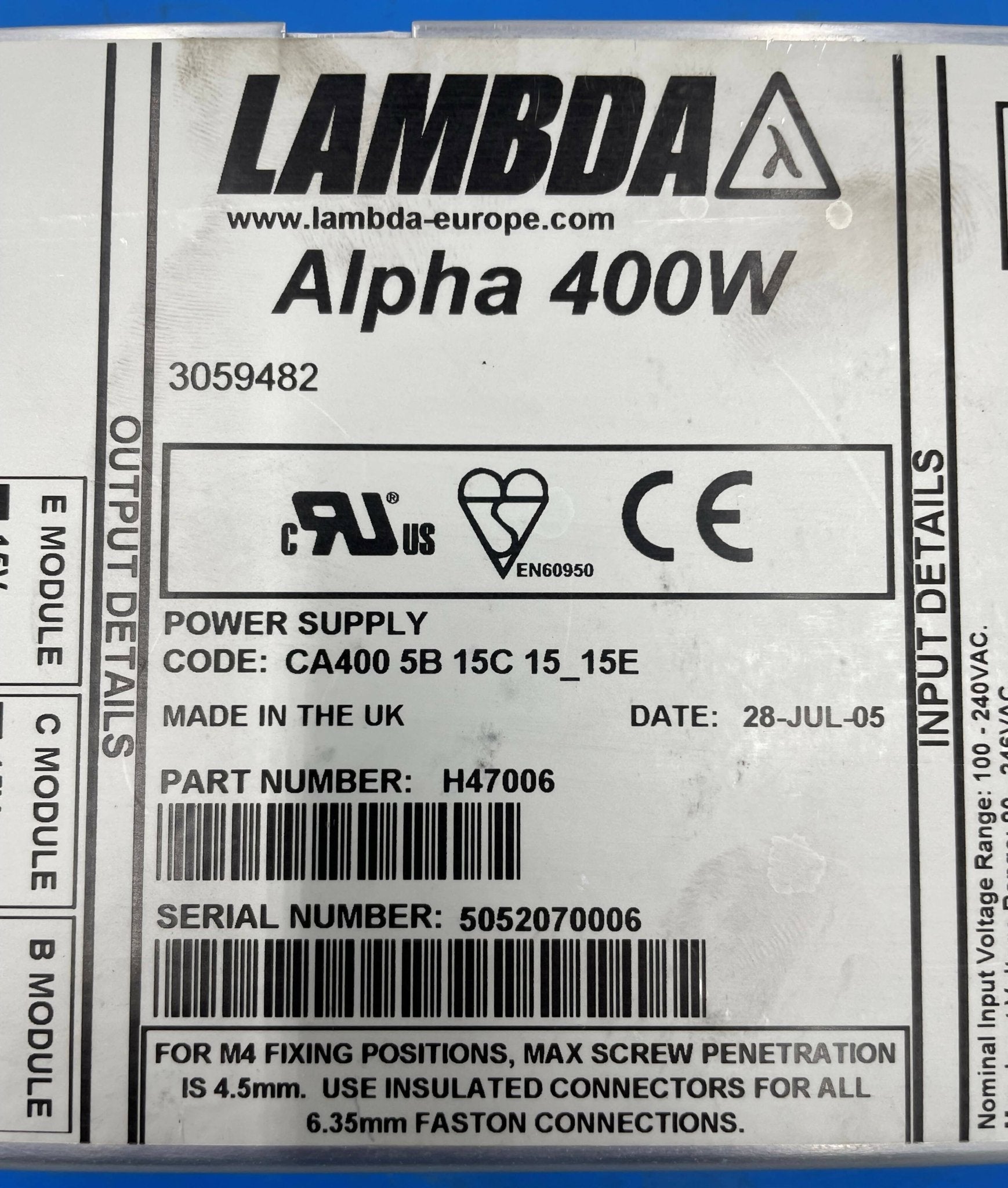 Alpha 400W Power Supply (3059482/H47006 Siemens