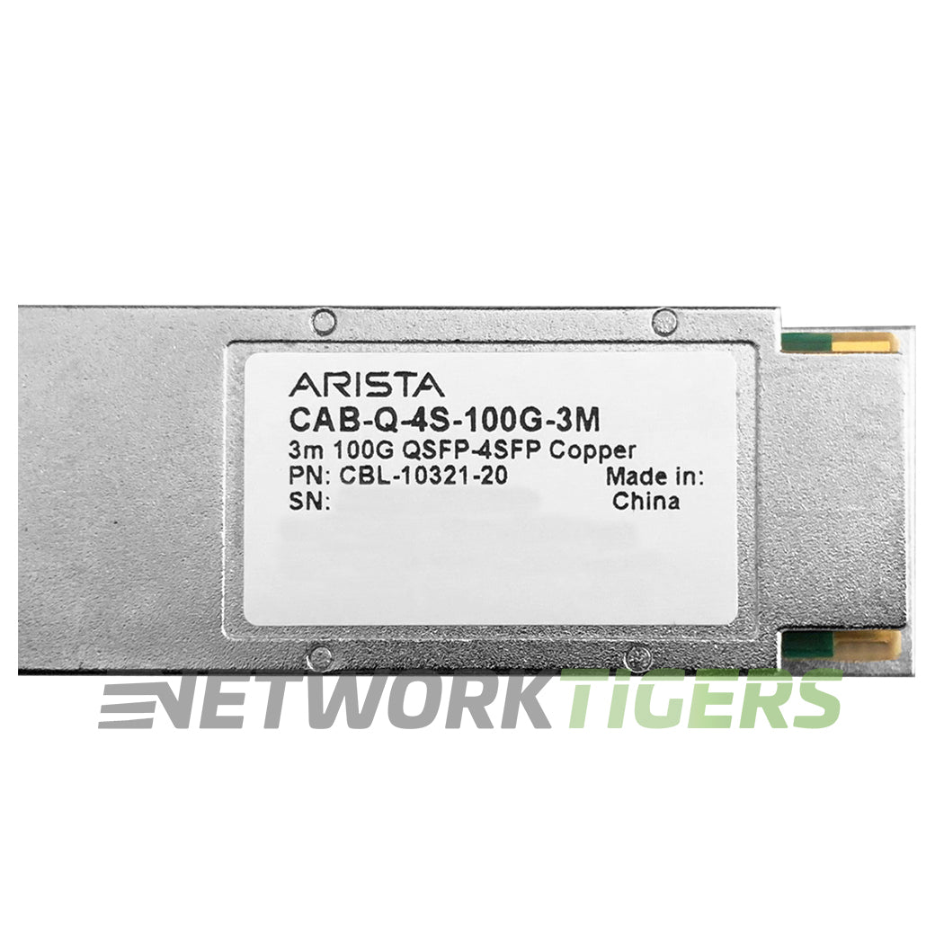 NEW Arista CAB-Q-4S-100G-3M 3m 100GB QSFP to 4x 25GB SFP28 DA Breakout Cable