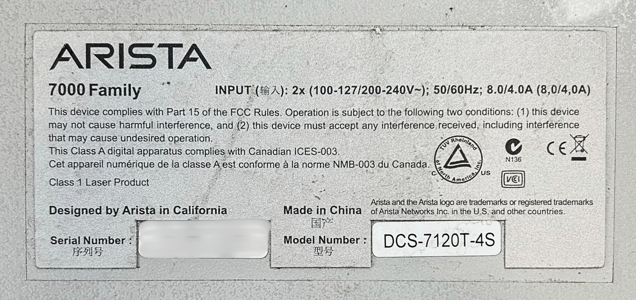 Arista DCS-7120T-4S Arista DCS-7120T-4S-F 20 Port 10GBase-T Ethernet S