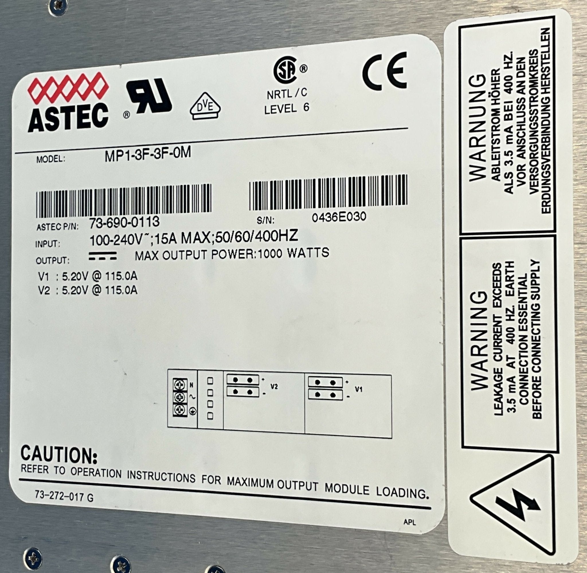 ASTEC 5V DUAL POWER SUPPLY (453567938981 REV A/MP1-3F-3F-0M) PHILIPS