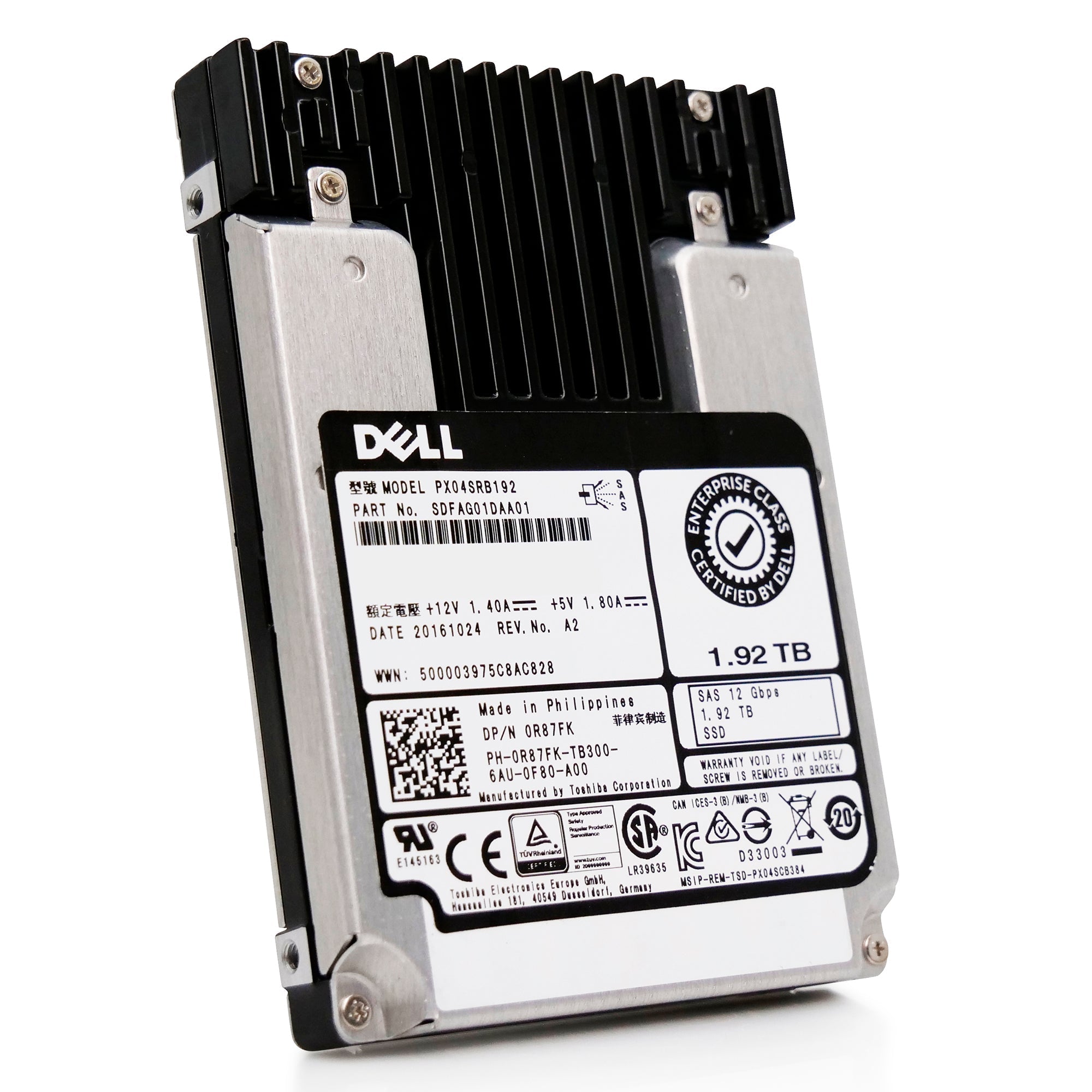 Toshiba Enterprise SSD PX04SRB192 1.92TB 1 DWPD SAS-3 12Gb/s MLC 2.5in Refurbished SSD