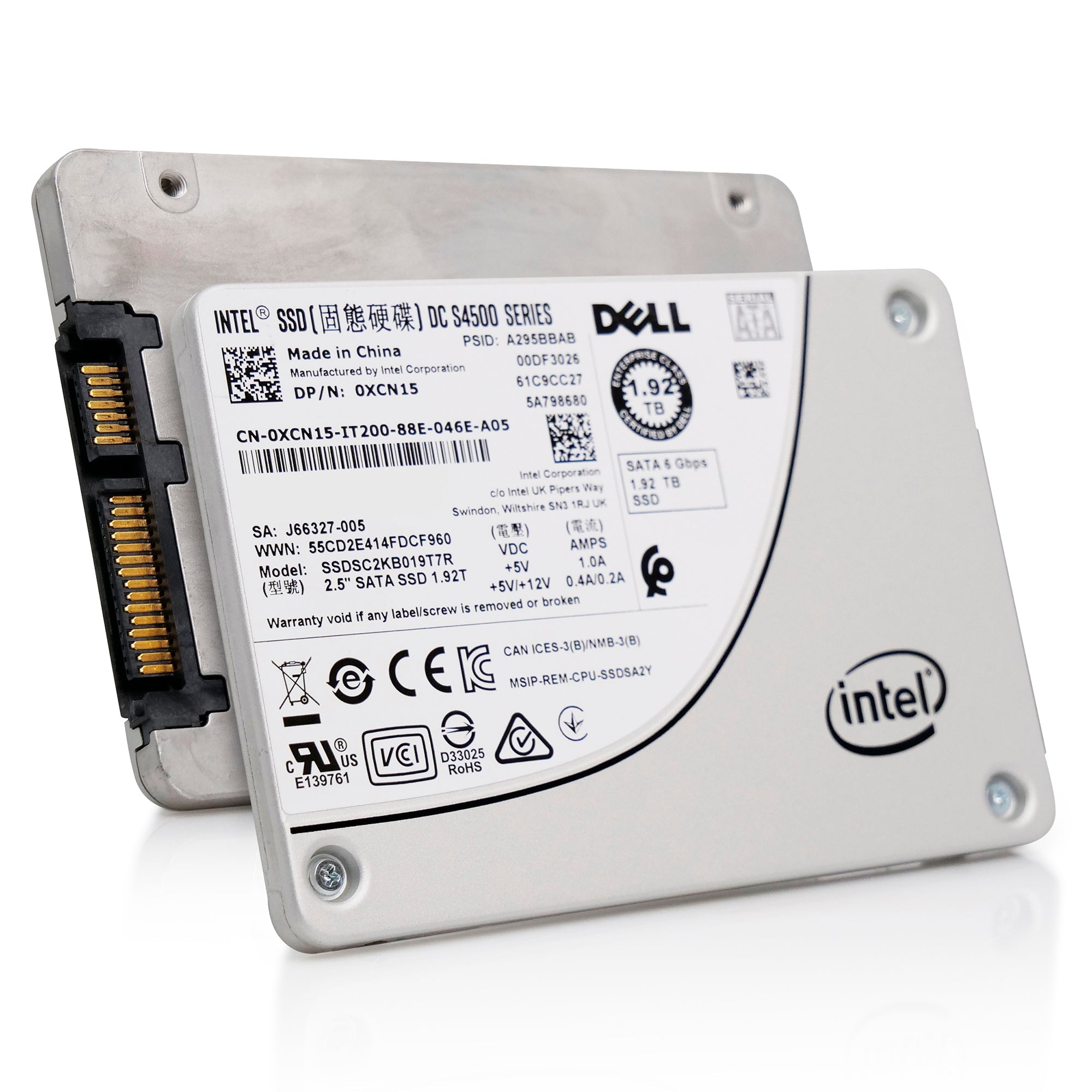 Intel/Dell DC S4500 SSDSC2KB019T7R 1.92TB 1.76 DWPD SATA 6Gb/s 3D TLC 2.5in Solid State Drive