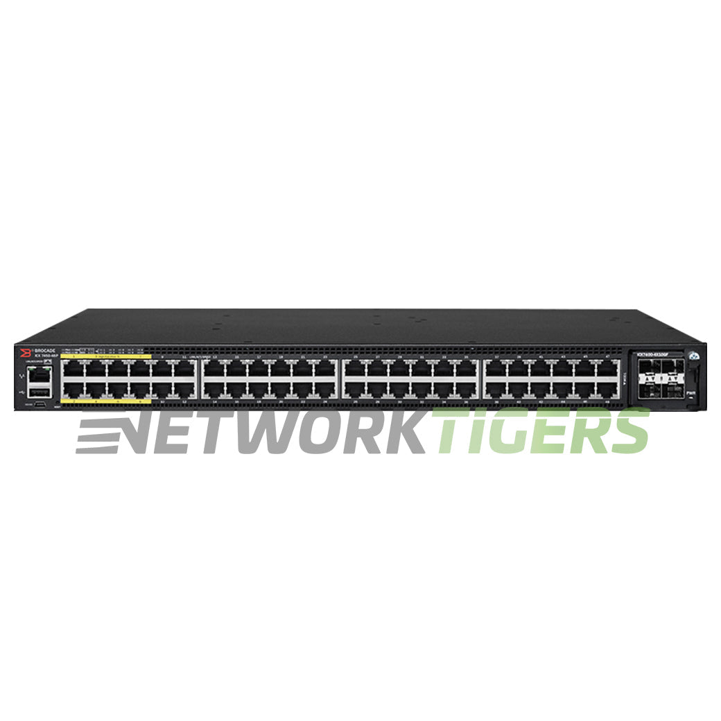 NEW Ruckus Brocade ICX7450-48P-STK-E 48x 1GB PoE+ RJ45 2x QSFP+ F-B Air Switch