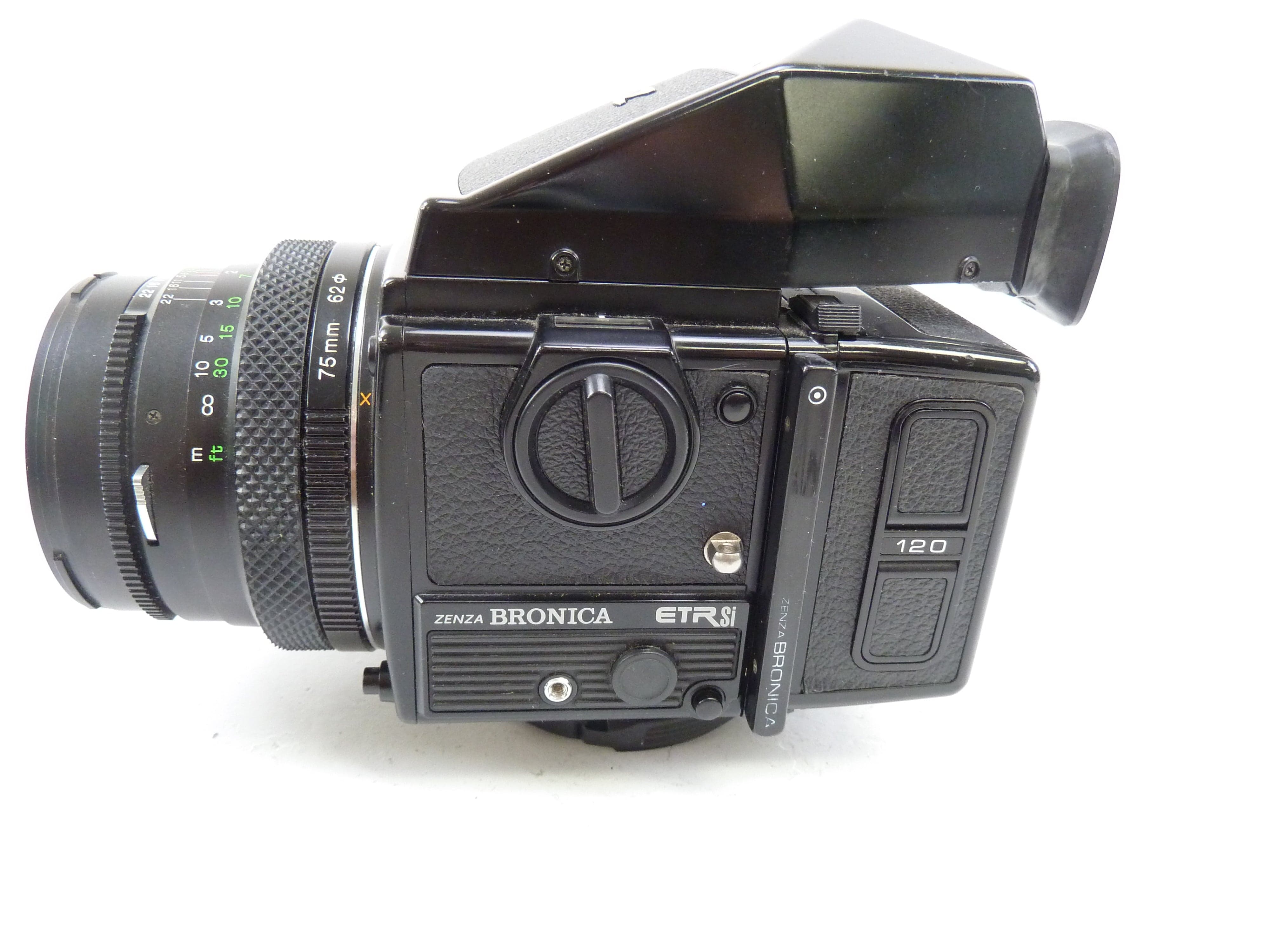 Bronica ETRSi Camera Outfit with 75MM F2.8 Lens, 120 Back, and Prism Finder E
