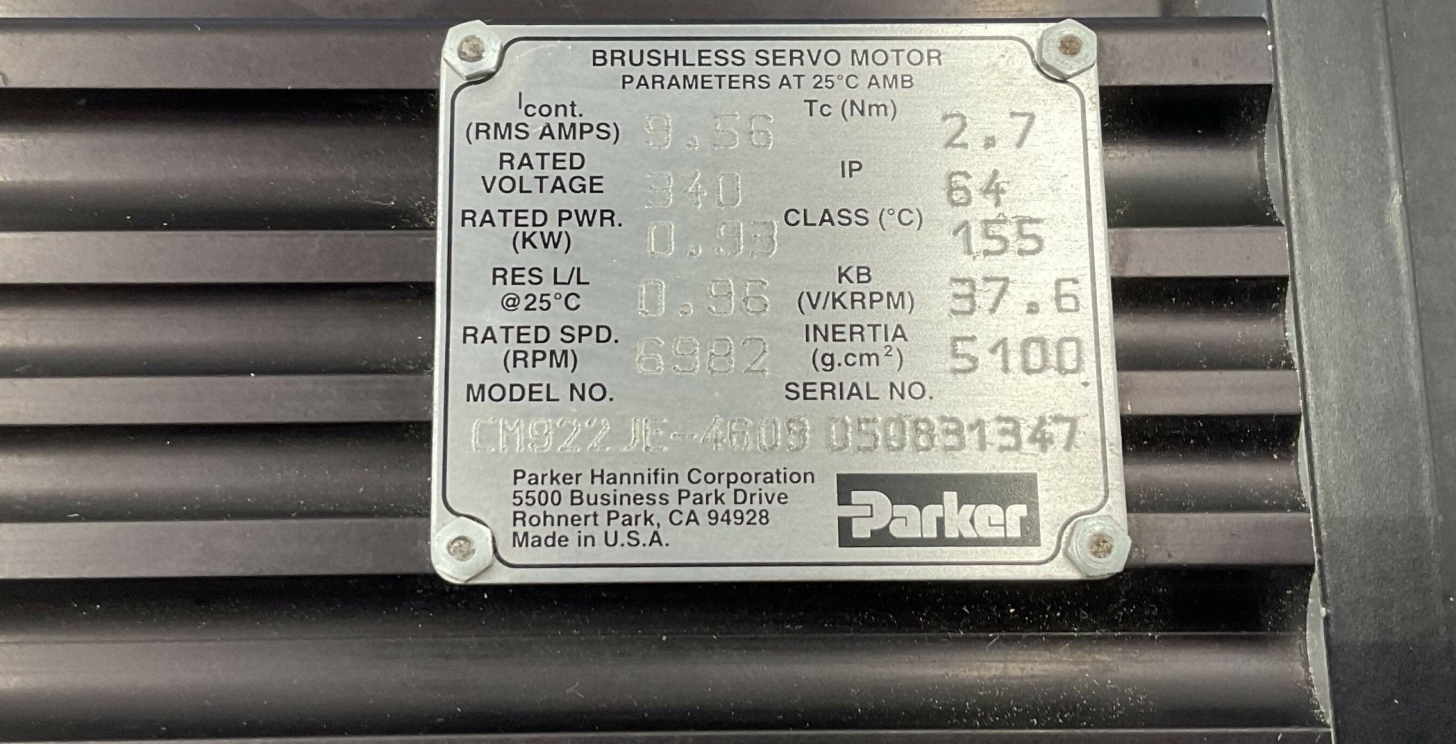 BRUSHLESS SERVO MOTOR (CM922JE-4608 SIEMENS/PARKER