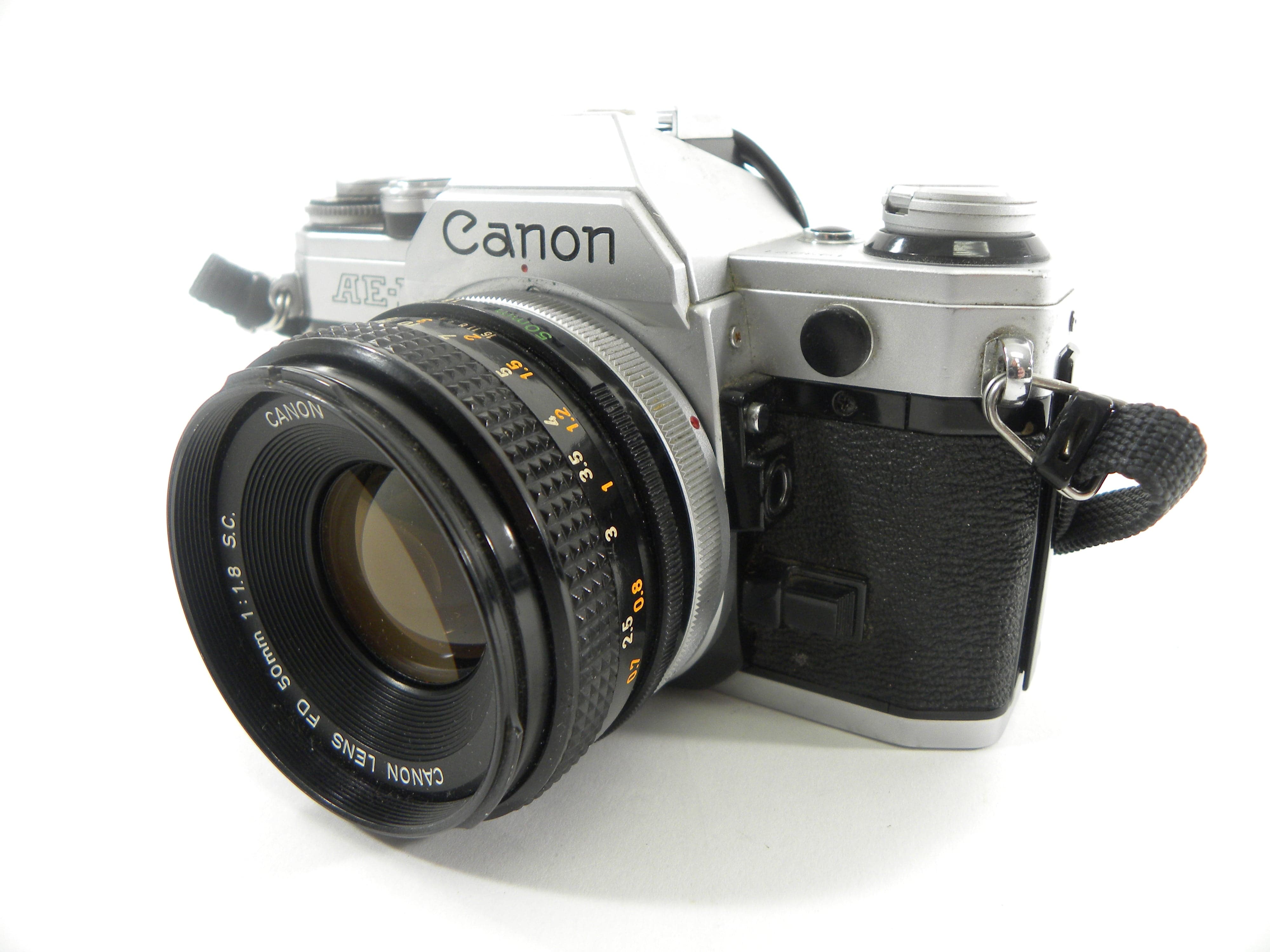 Canon AE-1 35mm SLR with a 50mm f/1.8 S.C. FD Lens