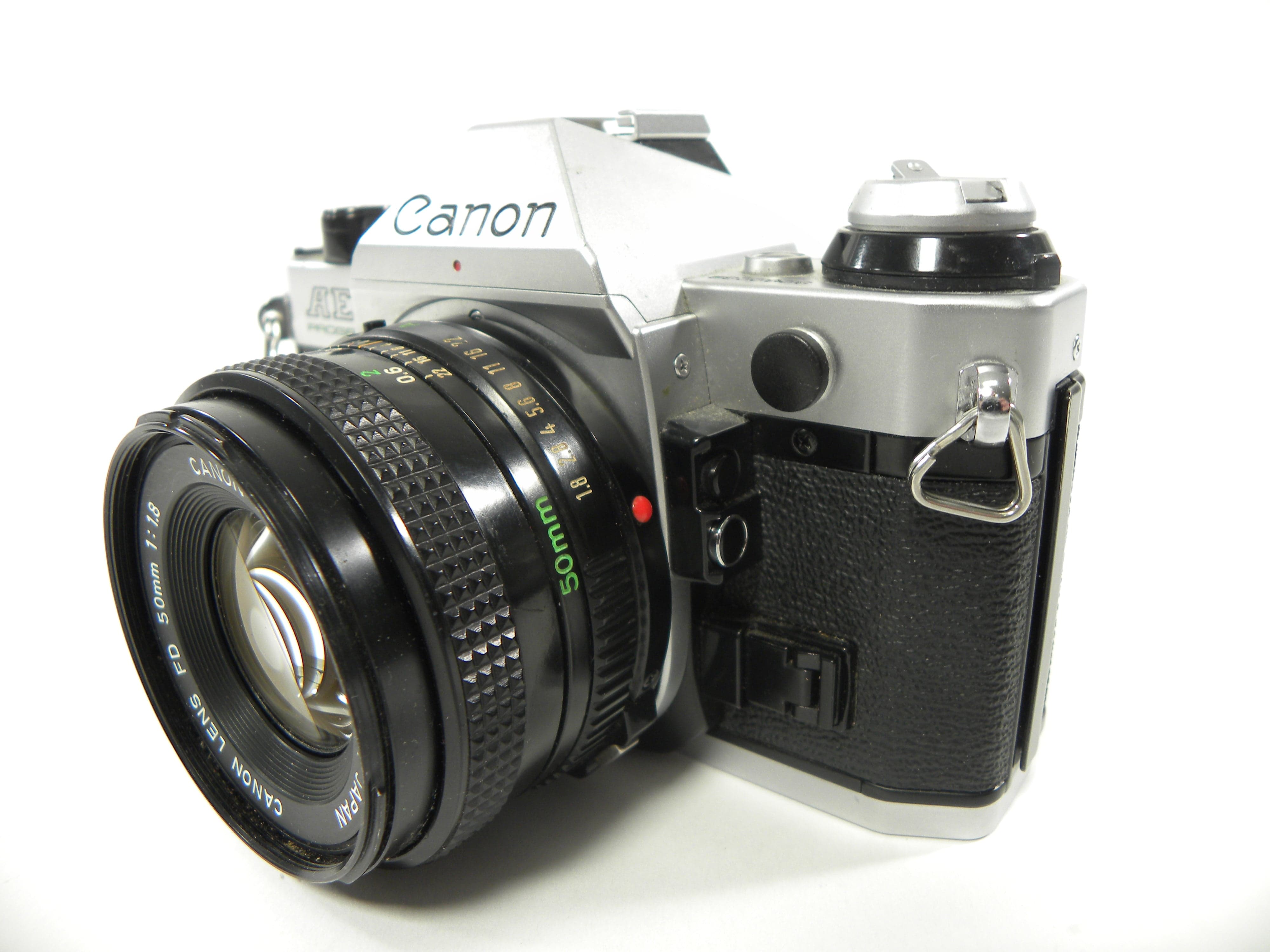 Canon AE-1 Program 35mm SLR Camera with a 50mm f/1.8 FD Lens