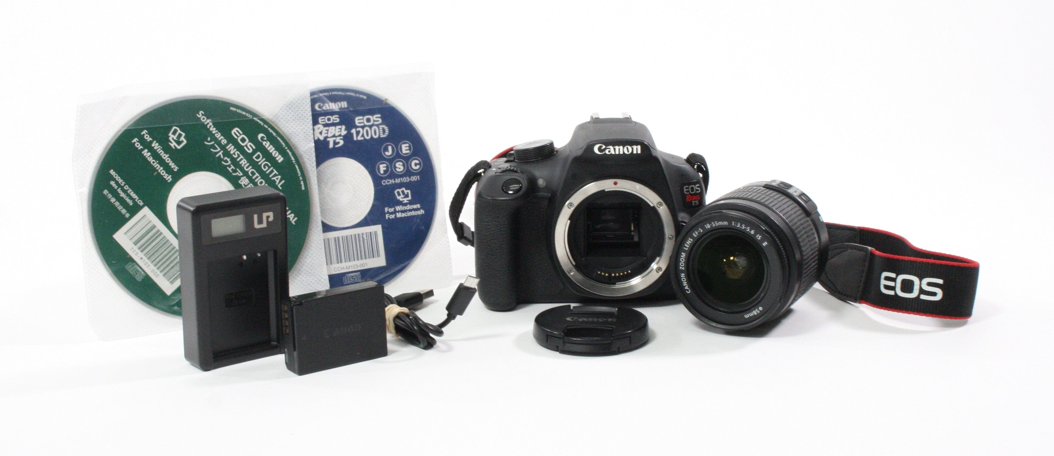 Canon EOS Rebel T5 18.0mp Digital SLR w/EF-S 18-55 IS II Shutter Ct. 9,752