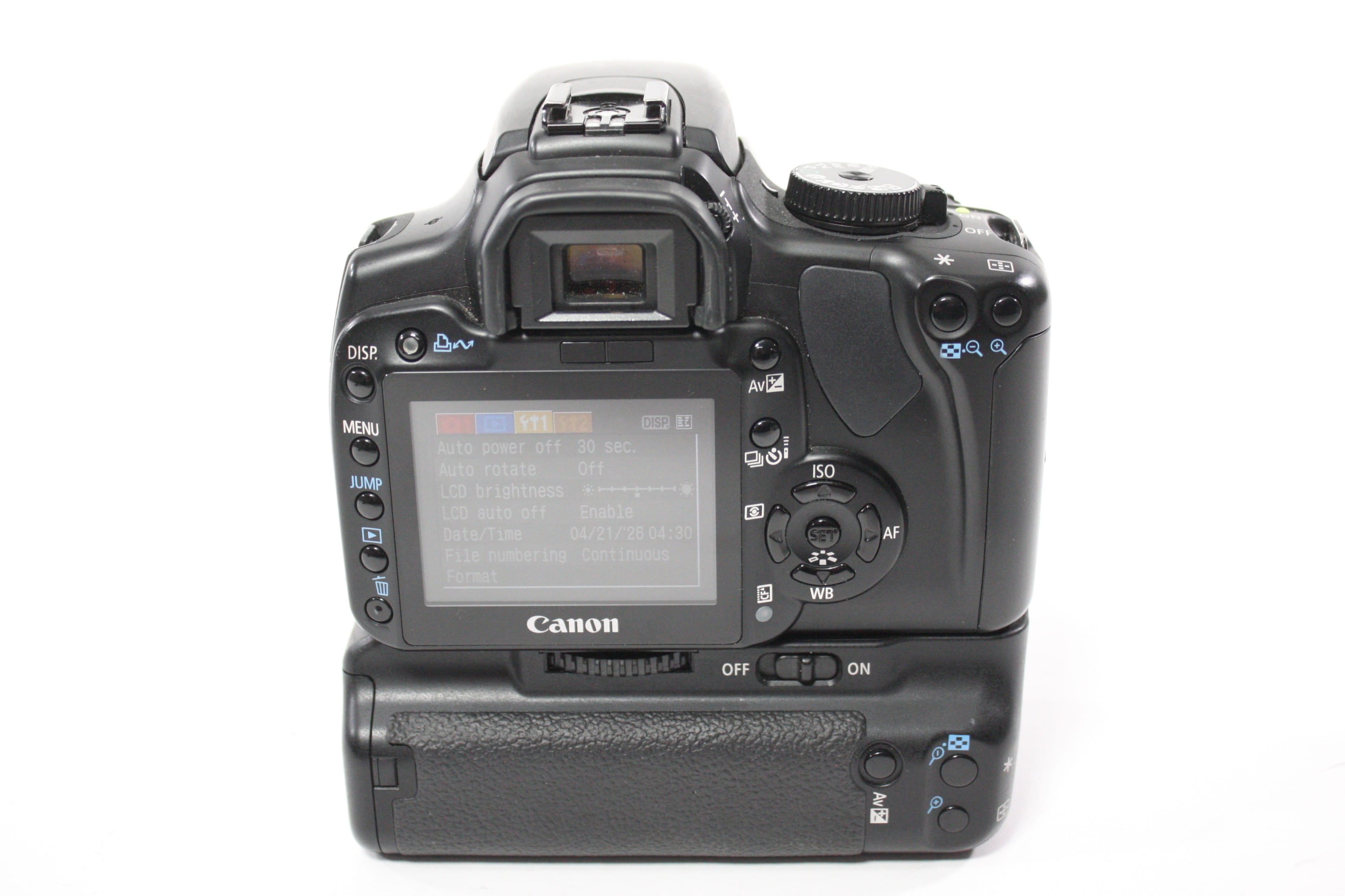 Canon EOS Rebel XTi DSLR Camera with Canon 18-55mm 3.5-5.6 II EF-S Lens with Battery Grip