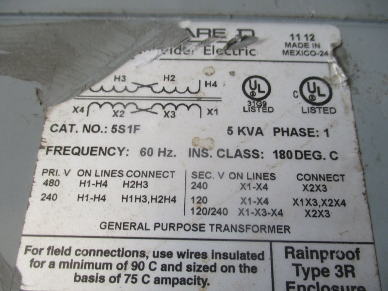 SQUARE D 5S1F 480V (AS PICTURED) UNMP