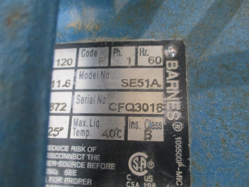 BARNES SE51A 104872 120V 11.6A UNMP