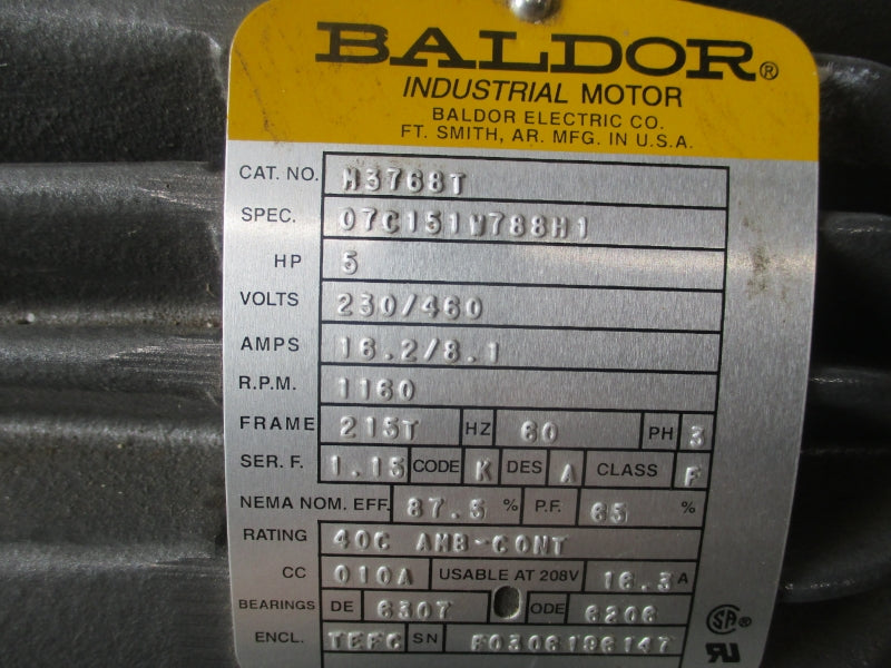 BALDOR M3768T 230/460V 16.2/8.1A NSNP