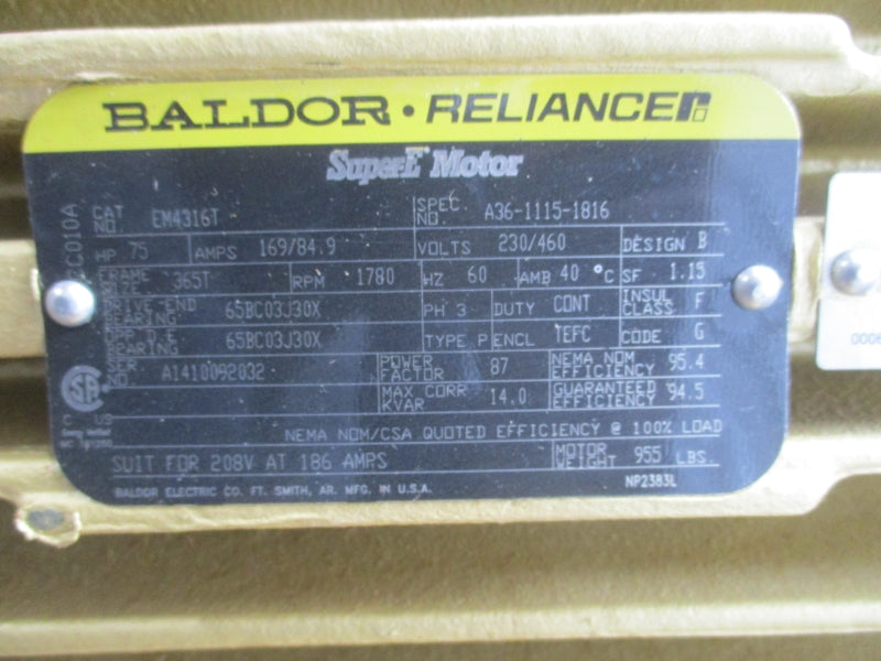 BALDOR EM4316T 230/460V 169/84.9A NSMP
