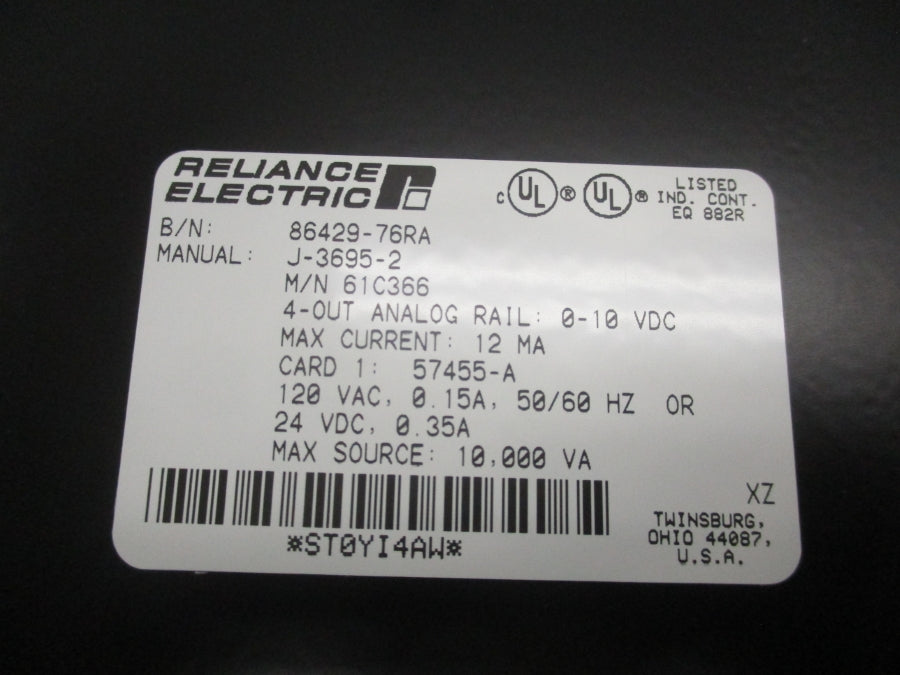 RELIANCE ELECTRIC 61C366 86429-76RA 120VAC 0.15A NSMP