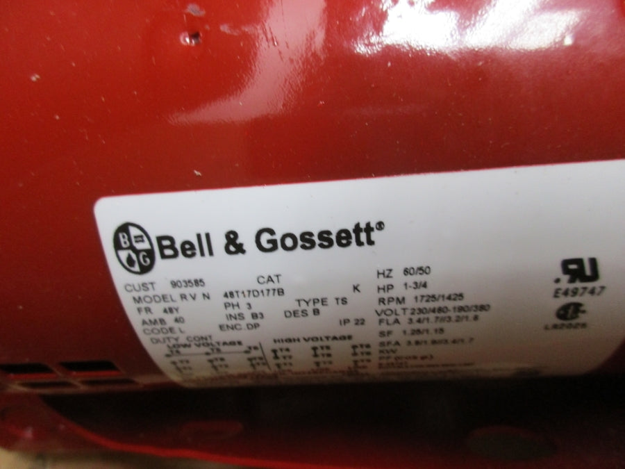 BELL&GOSSETT 172760LF 230/460-190/380V 3.4/1.7//3.2/1.6A 1.5X7 NSMP