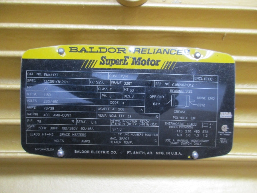 BALDOR EM4117T 230/460V 78/39A NSMP
