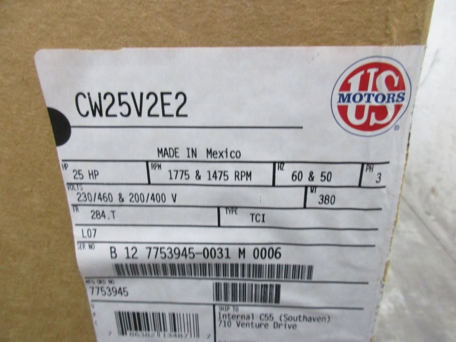 US MOTORS CW25V2E2 GM57 230/460V 58.00/29.20A NSMP