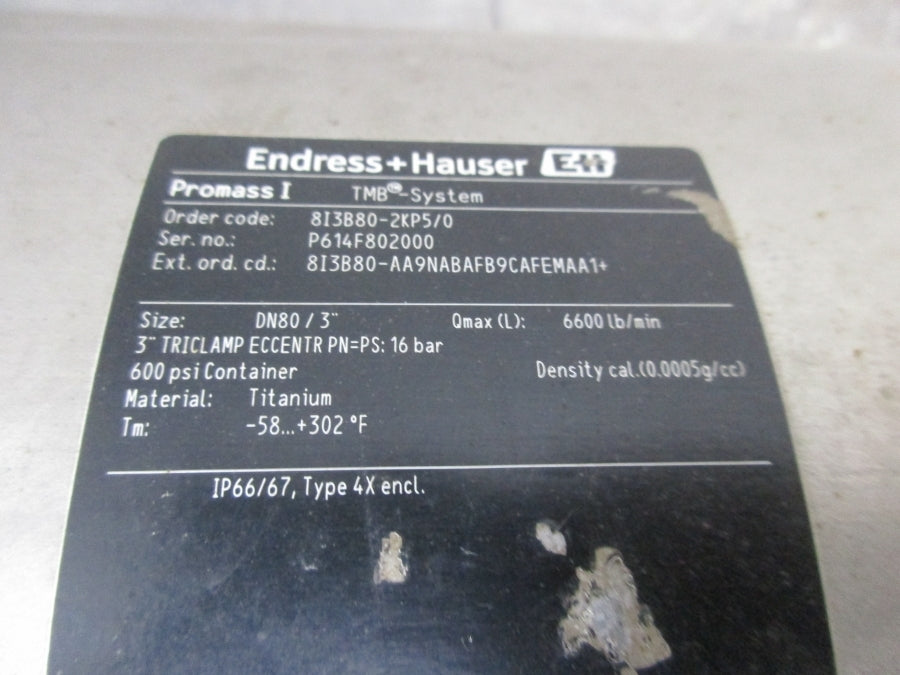ENDRESS+HAUSER 8I3B80-2KP5/0 600PSI UNMP
