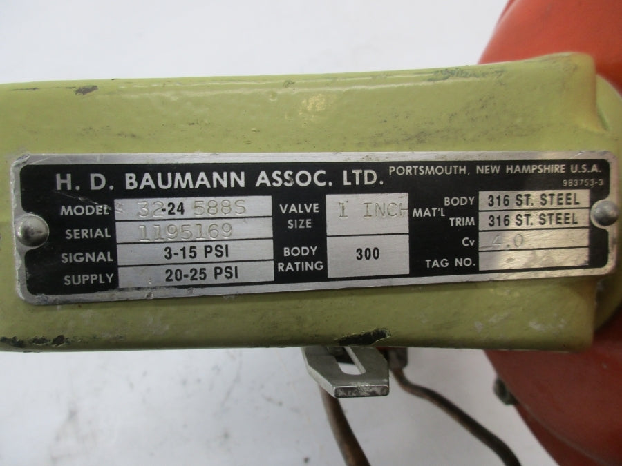H.D. BAUMAN 32-24588S 20-25PSI 1" (AS PICTURED) UNMP