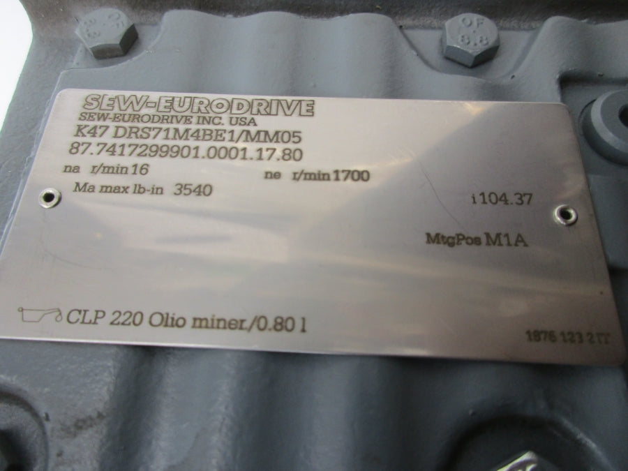 SEW-EURODRIVE K47DRS71M4BE1/MM05 380-500V 1.40A NSNP