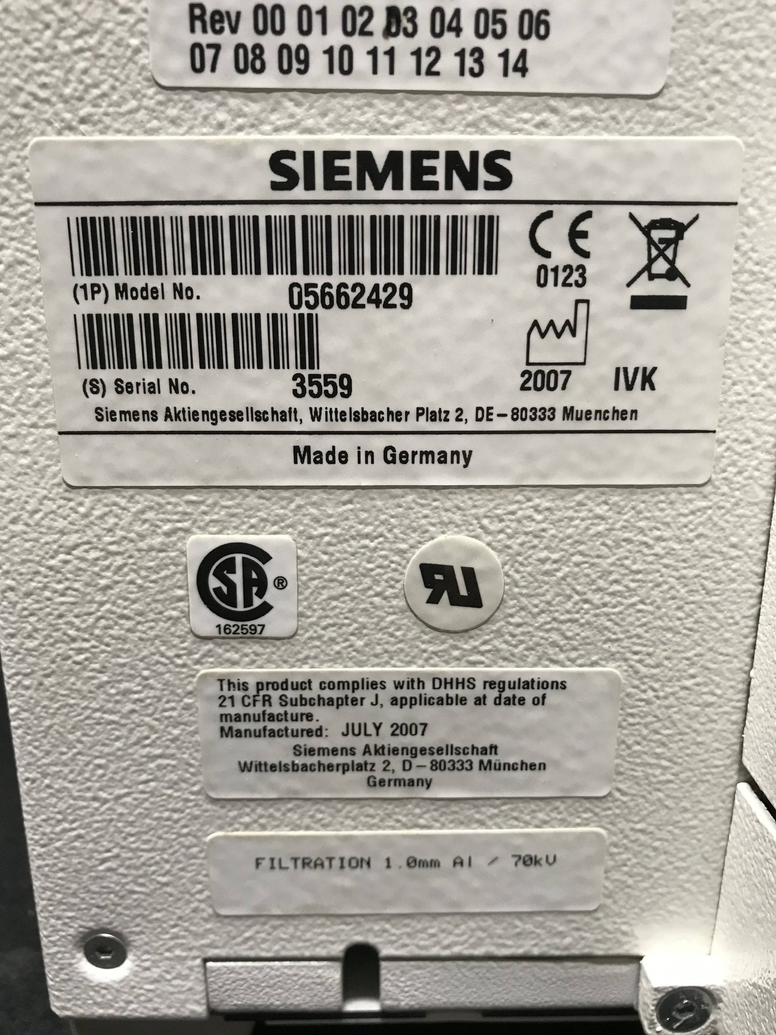 Collimator (05662429Siemens