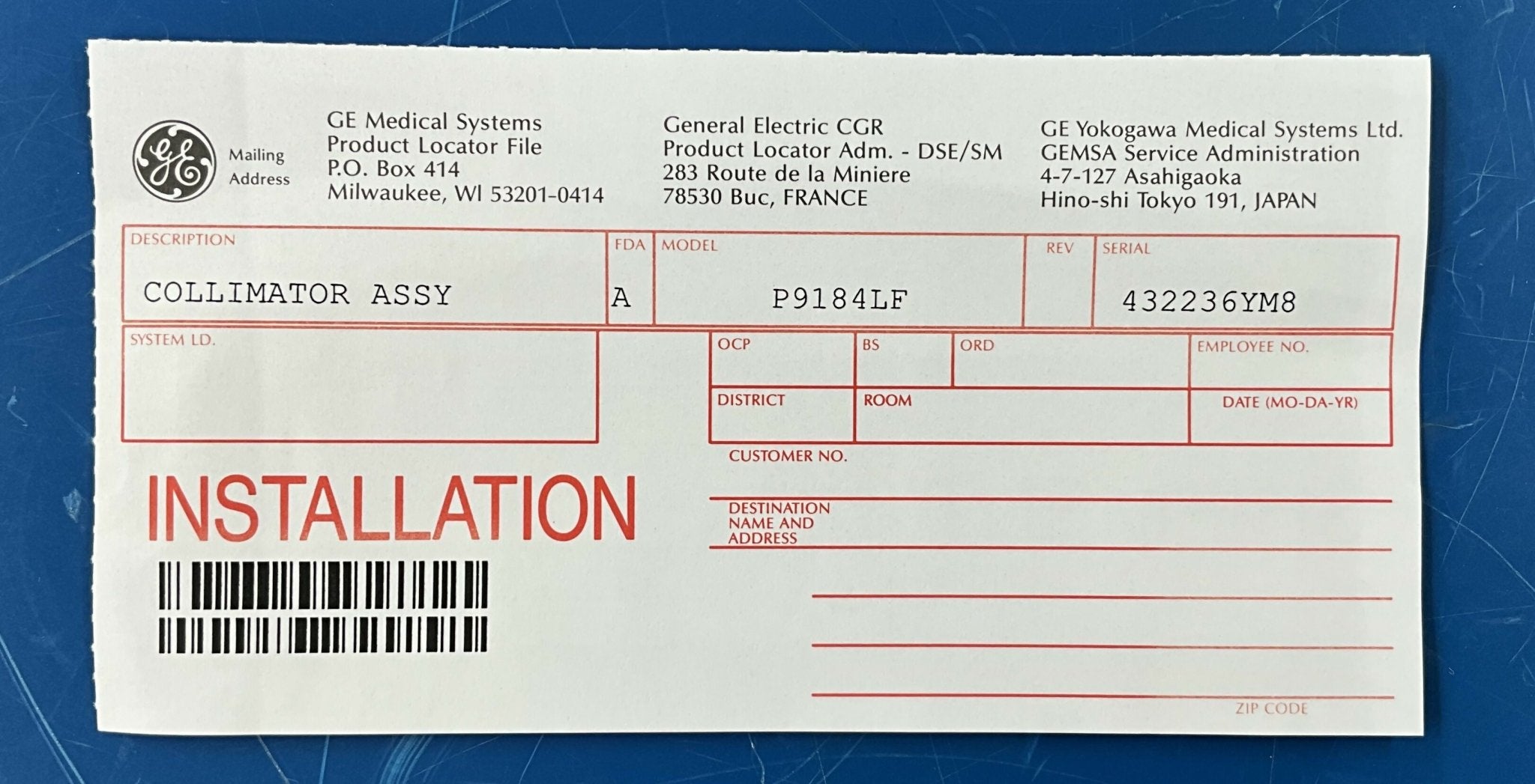 COLLIMATOR ASM (5130001/P9184LF) GE