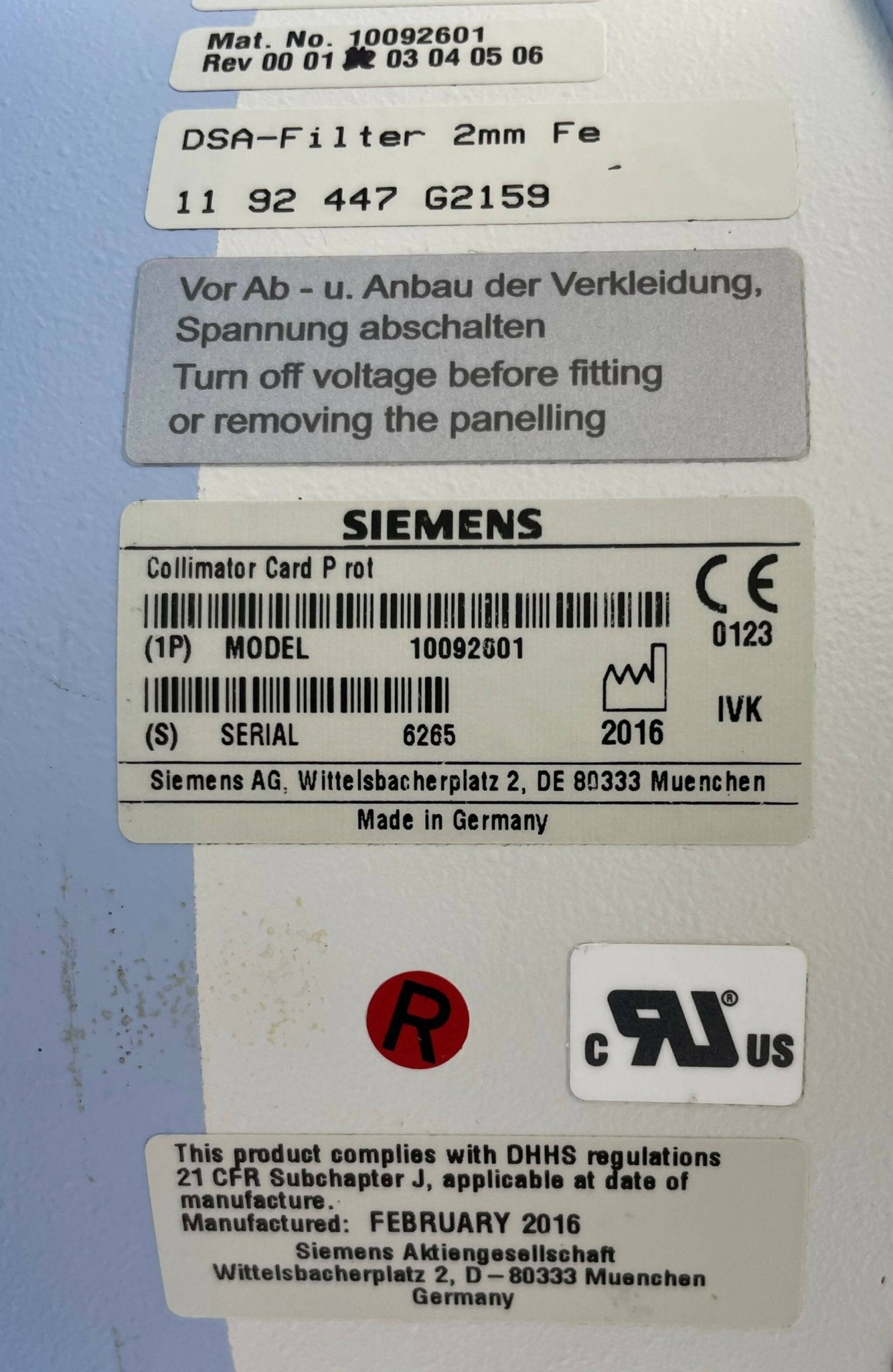 COLLIMATOR CARD P-ROT (10092601/10092001 SIEMENS