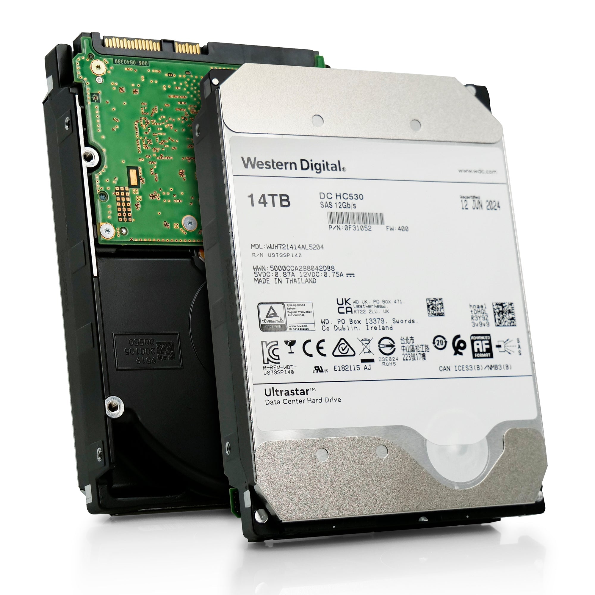 Western Digital Ultrastar DC HC530 WUH721414AL5204 0F31052 14TB 7.2K RPM SAS 12Gb/s 3.5in Recertified Hard Drive