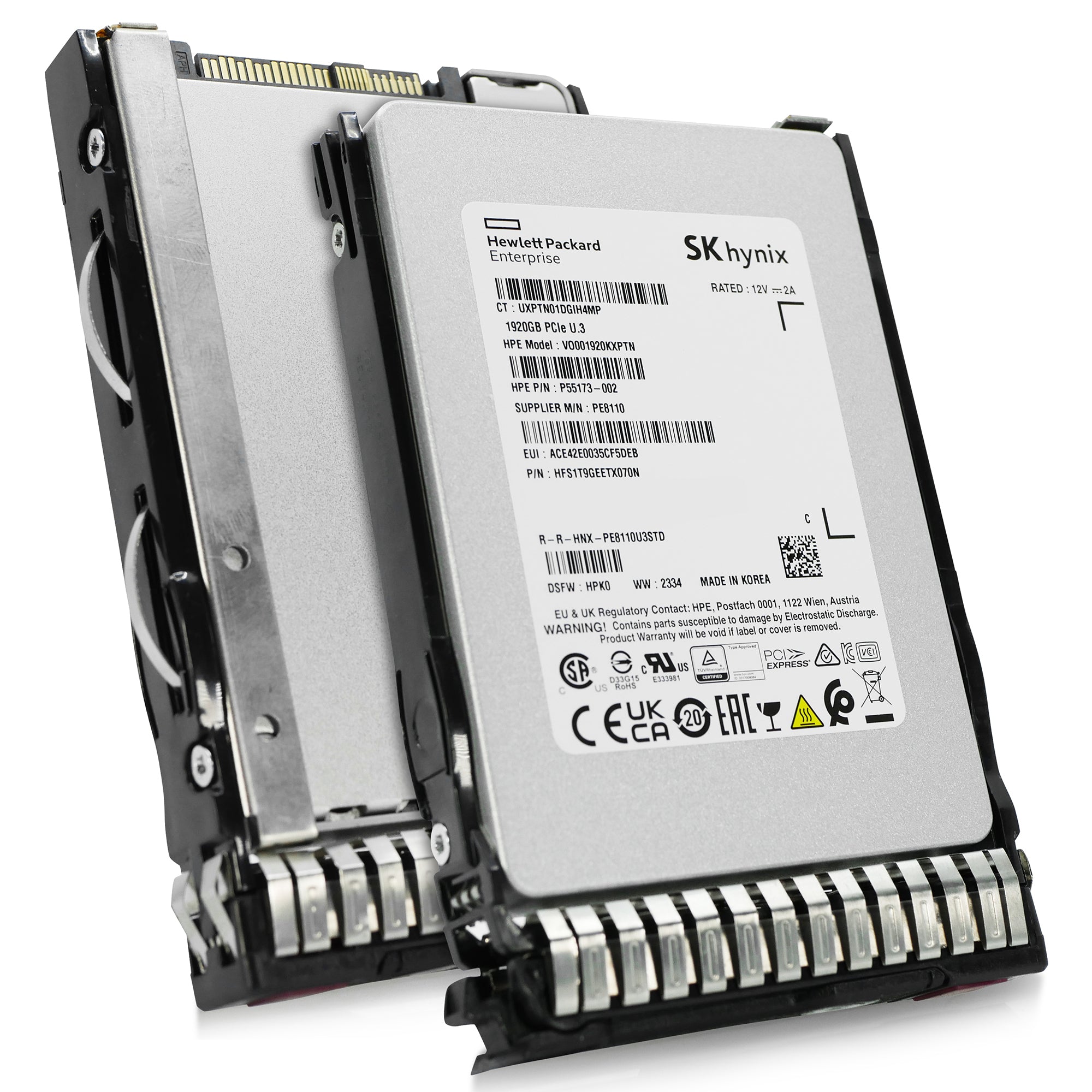 HP Generation 8 VO001920KXPTN P55173-002 1.92TB 1 DWPD PCIe Gen 4.0 x4 8GB/s 4D V6 TLC U.3 NVMe 2.5in Solid State Drive