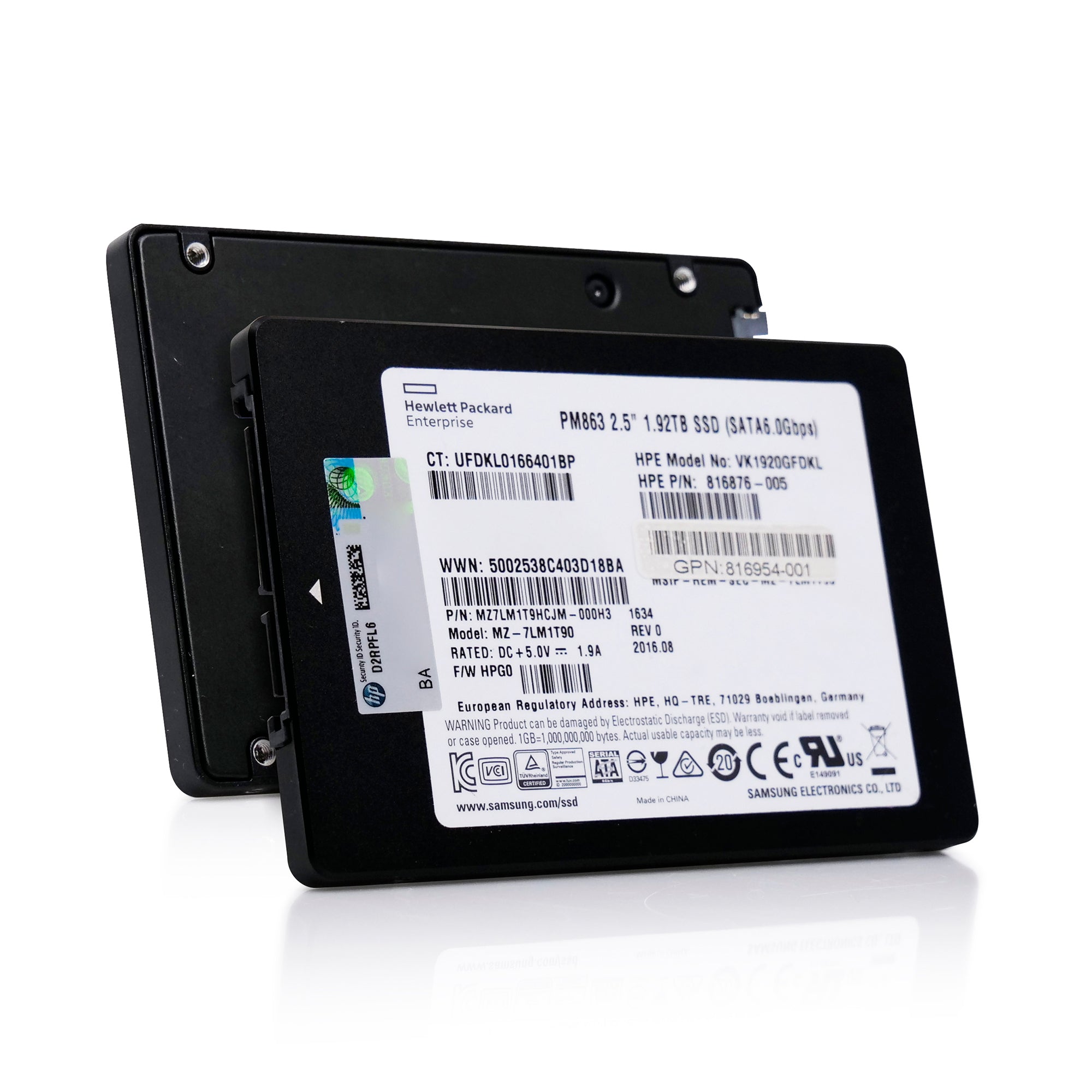 HP VK1920GFDKL 1.92TB SATA 6Gb/s 3D TLC 2.5in Refurbished SSD