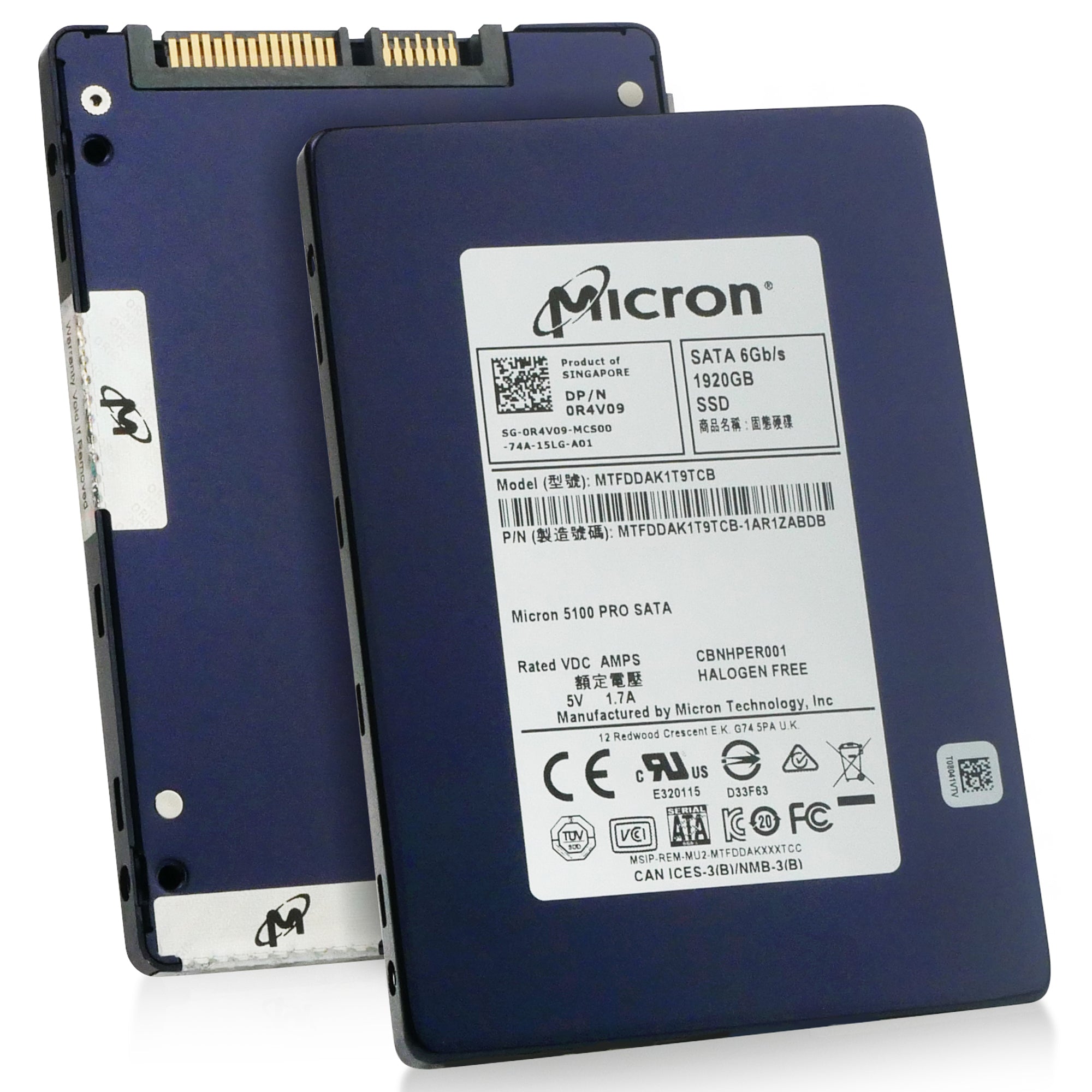 Dell/Micron 5100 PRO MTFDDAK1T9TCB 1.92TB SATA 6Gb/s 3D TLC 2.5in Solid State Drive