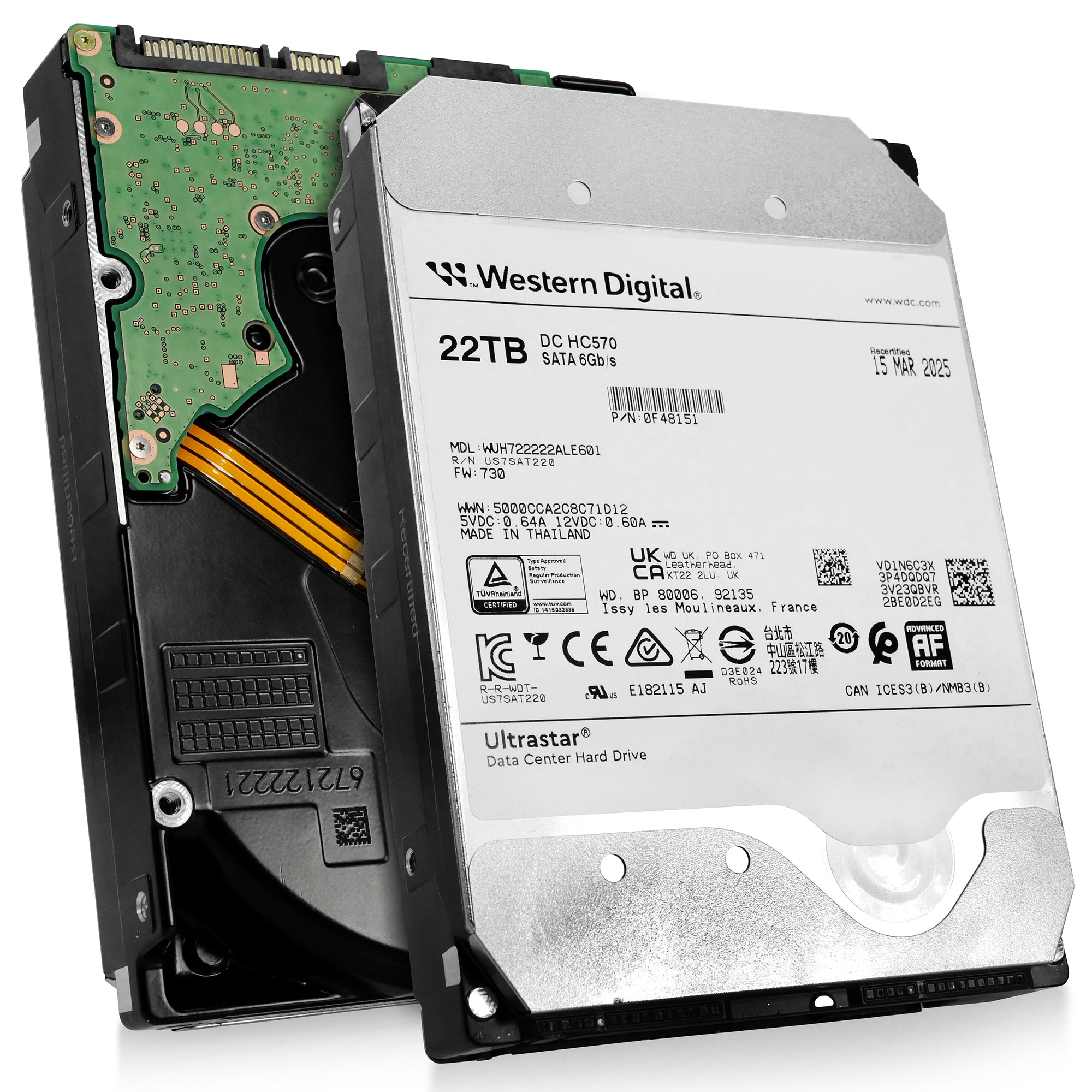 Western Digital Ultrastar DC HC570 WUH722222ALE601 0F48151 22TB 7.2K RPM SATA 6Gb/s 512e 3.5in Hard Drive