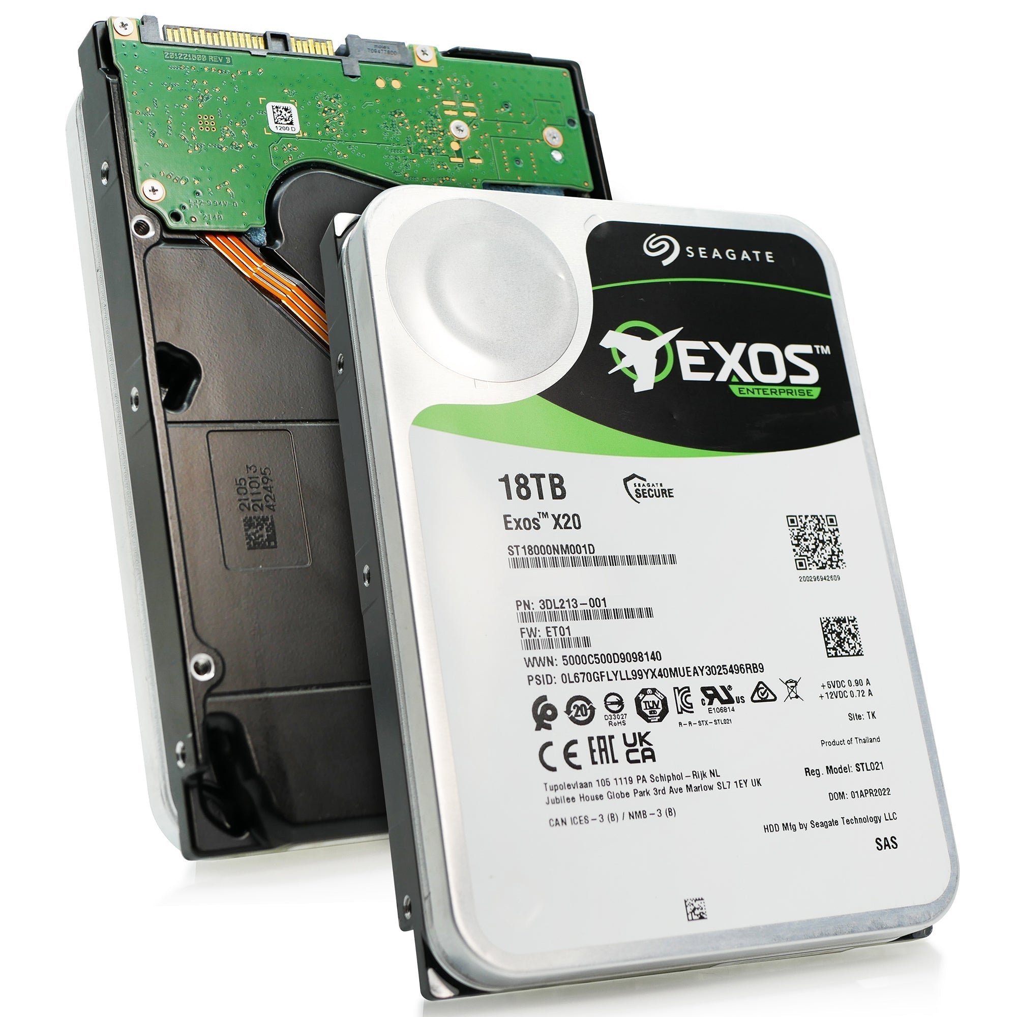 Seagate Exos X20 ST18000NM001D 18TB 7.2K RPM SAS 12Gb/s 512e 3.5in Hard Drive