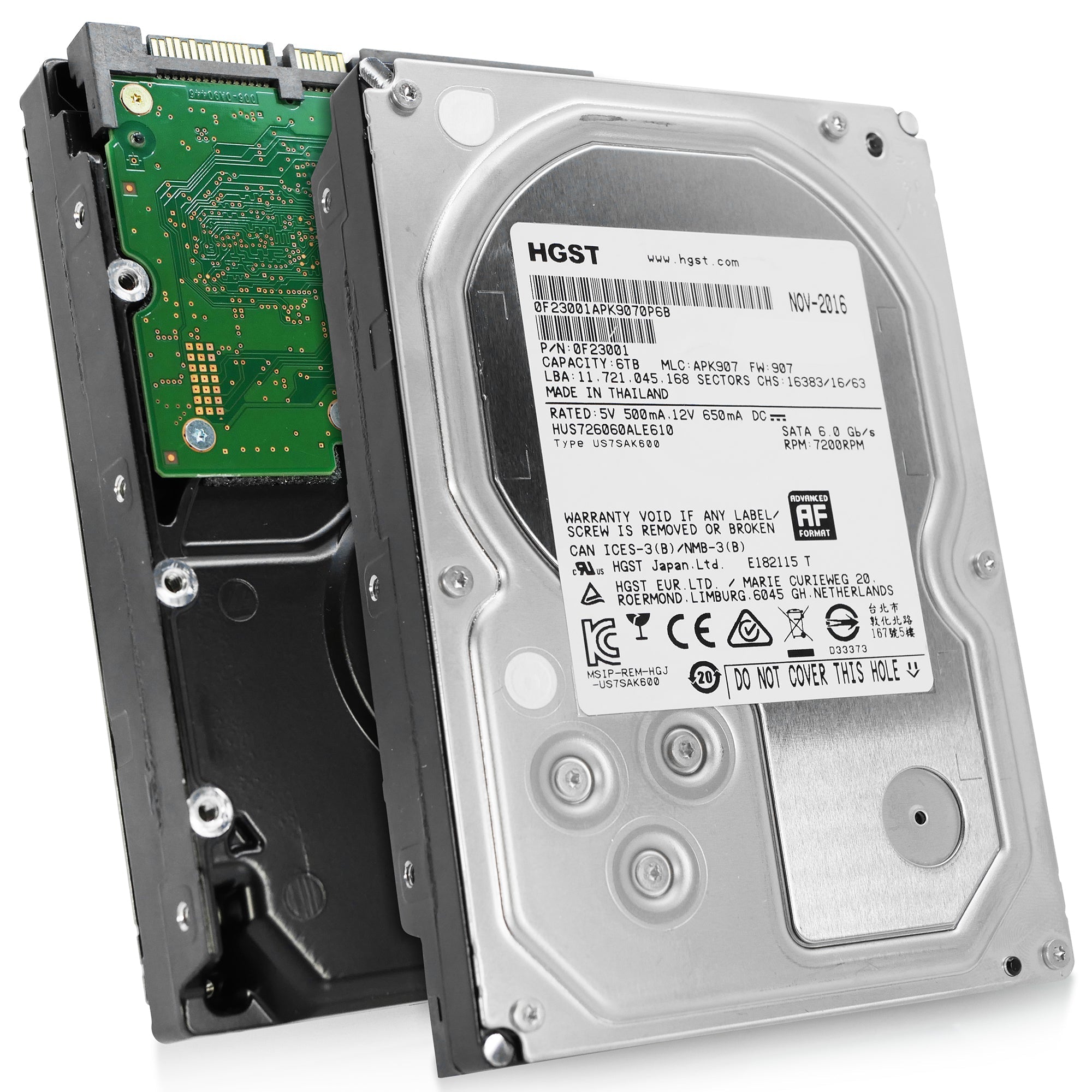 HGST Ultrastar 7K6000 HUS726060ALE610 0F23001 6TB 7.2K RPM SATA 6Gb/s 512e 128MB 3.5" ISE Refurbished HDD