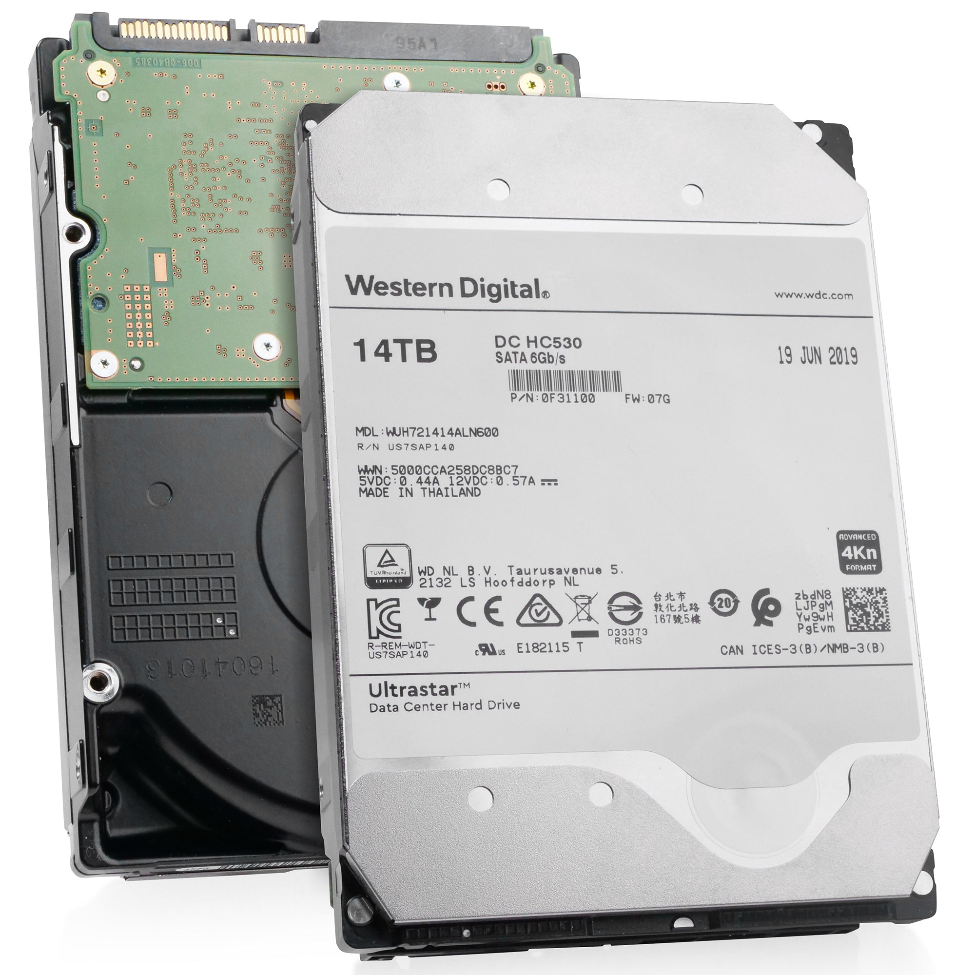 Western Digital Ultrastar DC HC530 WUH721414ALN600 0F31100 14TB 7.2K RPM SATA 6Gb/s 4Kn 3.5in Refurbished HDD