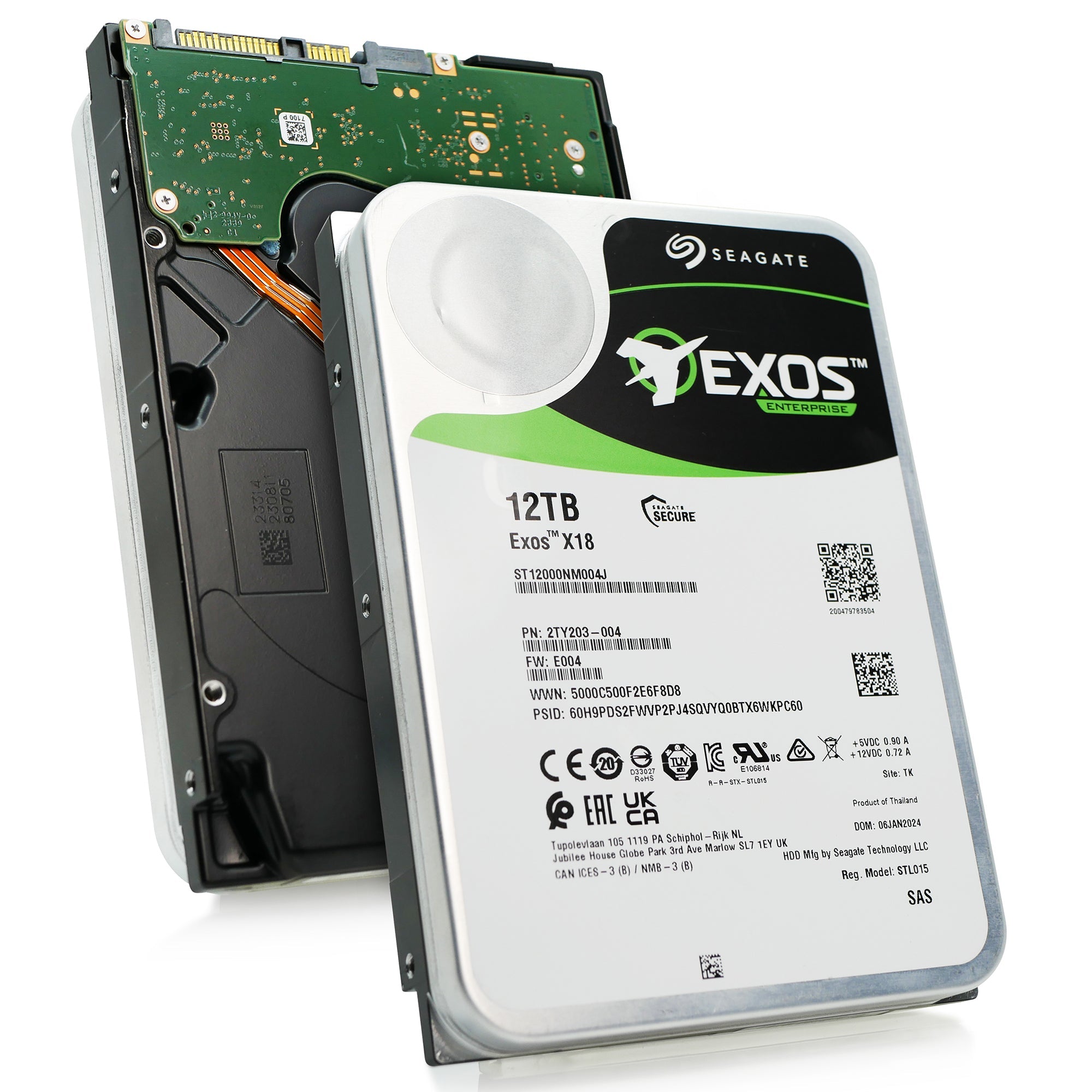 Seagate Exos X18 ST12000NM004J 12TB 7.2K RPM SAS 12Gb/s 512e 3.5in Refurbished HDD