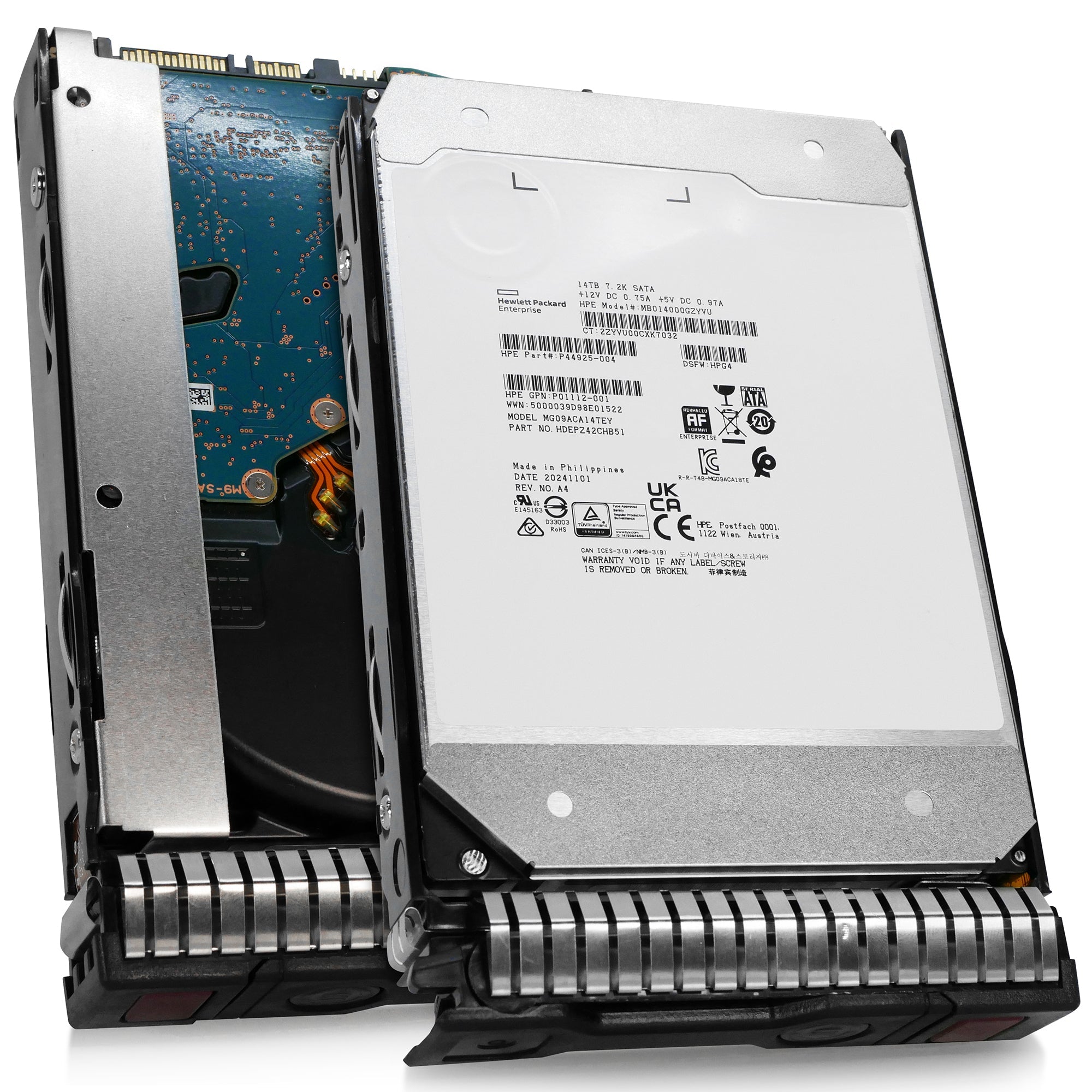 HP Generation 8 MB014000GZYVU P44924-004 14TB 7.2K RPM SATA 6Gb/s 4kn 3.5in Hard Drive