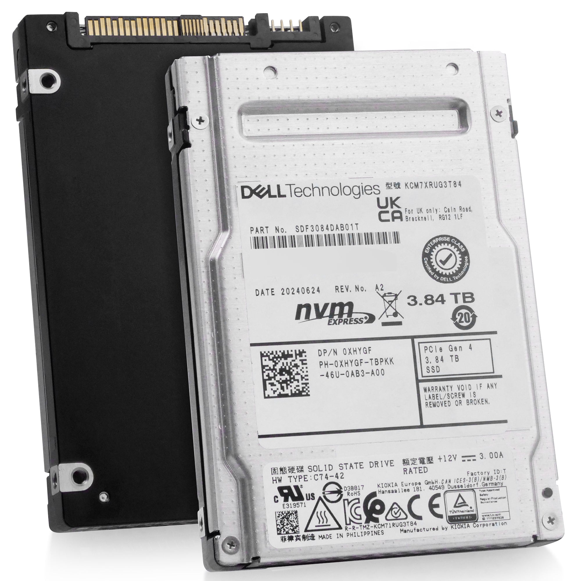 Dell/Kioxia CM7-R KCM7XRUG3T84 3.84TB 1 DWPD PCIe Gen 4.0 x4 8GB/s 3D TLC U.2 NVMe 2.5in Solid State Drive