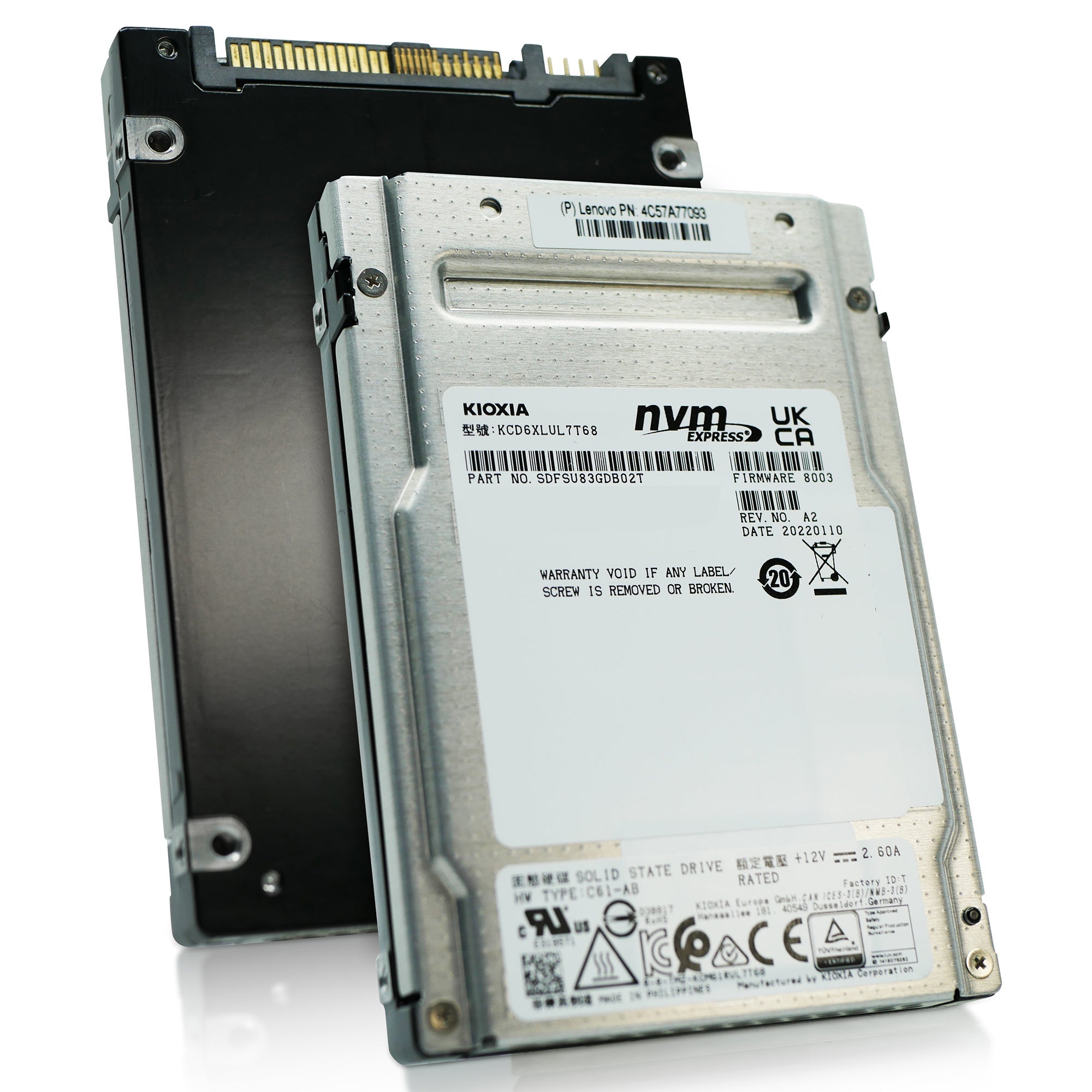 Kioxia CD6-R KCD6XLUL7T68 7.68TB 1 DWPD PCIe Gen 4.0 x4 8GB/s U.3 NVMe 2.5in Refurbished SSD