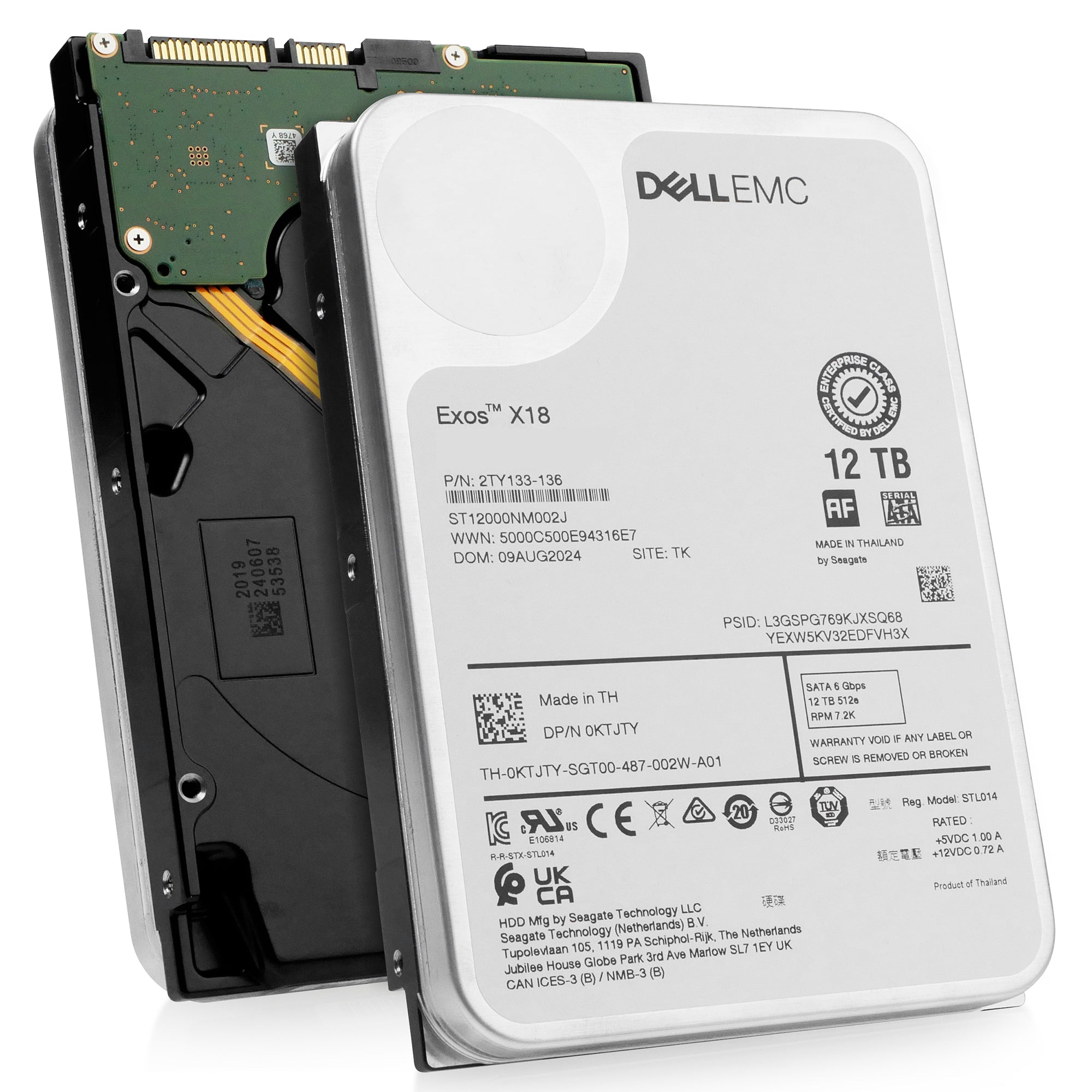Dell/Seagate Exos X18 ST12000NM002J 12TB 7.2K RPM SATA 6Gb/s 512e 3.5in Hard Drive