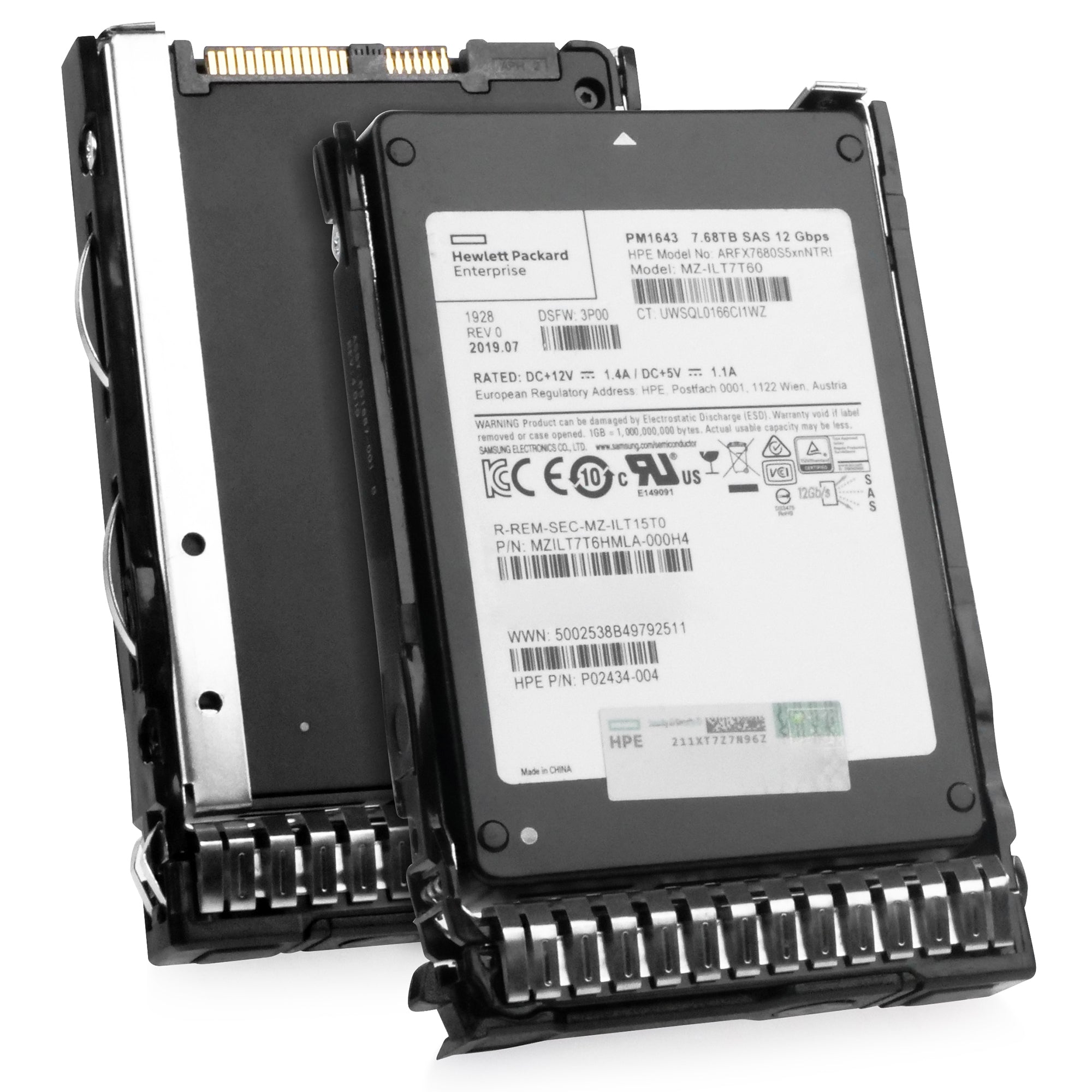 HP Generation 8 P02434-004 ARFX7680S5xnNTRI 7.68TB 1 DWPD SAS 12Gb/s 3D TLC 2.5in Refurbished SSD